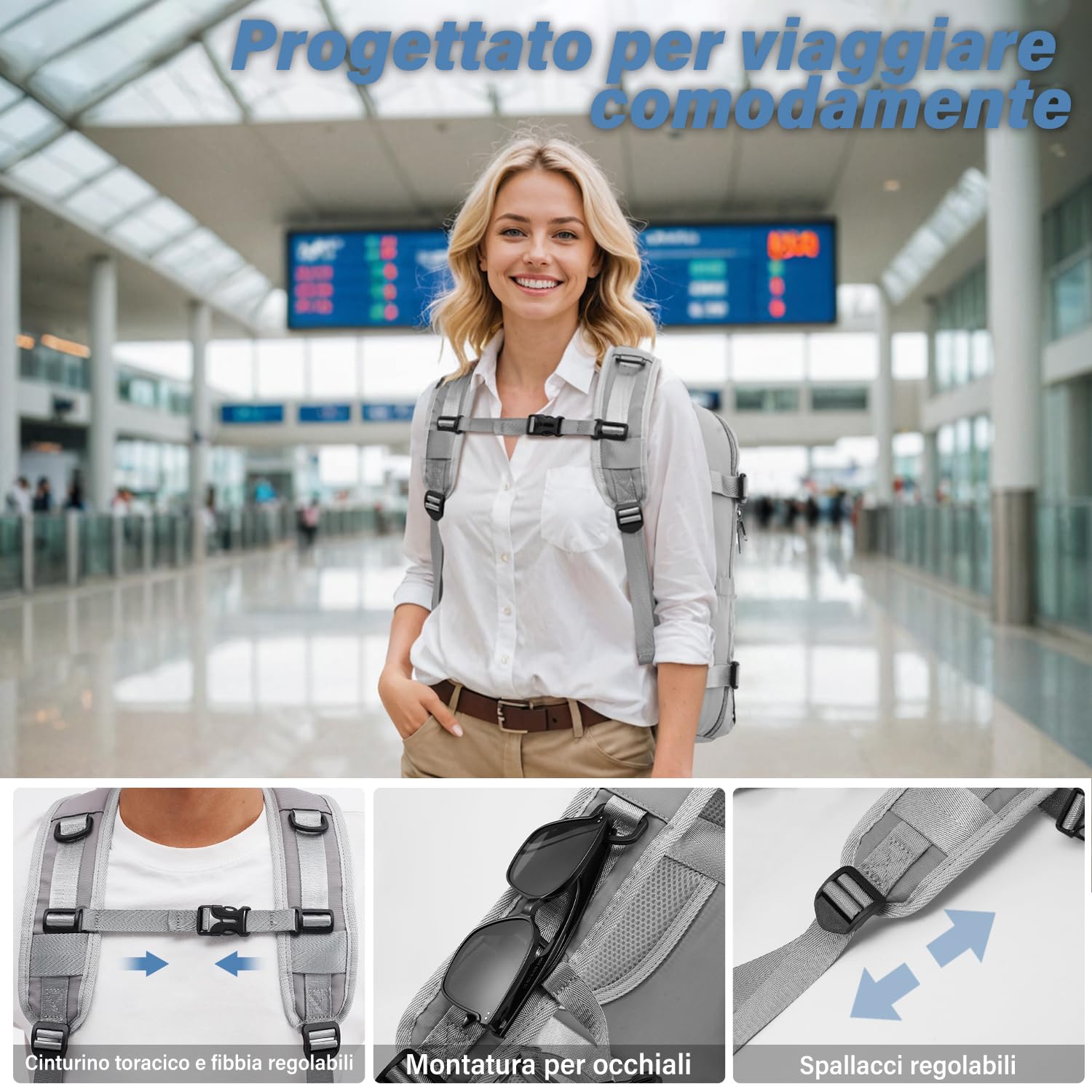 COOLIFE Zaino Cabina 40x30x20 Ryanair EasyJet Eurowings Laptopfach