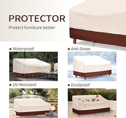 Miniatura 5 de Fundas impermeables para muebles de patio, fundas para sofá de 3 plazas para exteriores que se adaptan a hasta 79 pulgadas de ancho x 38 pulgadas de