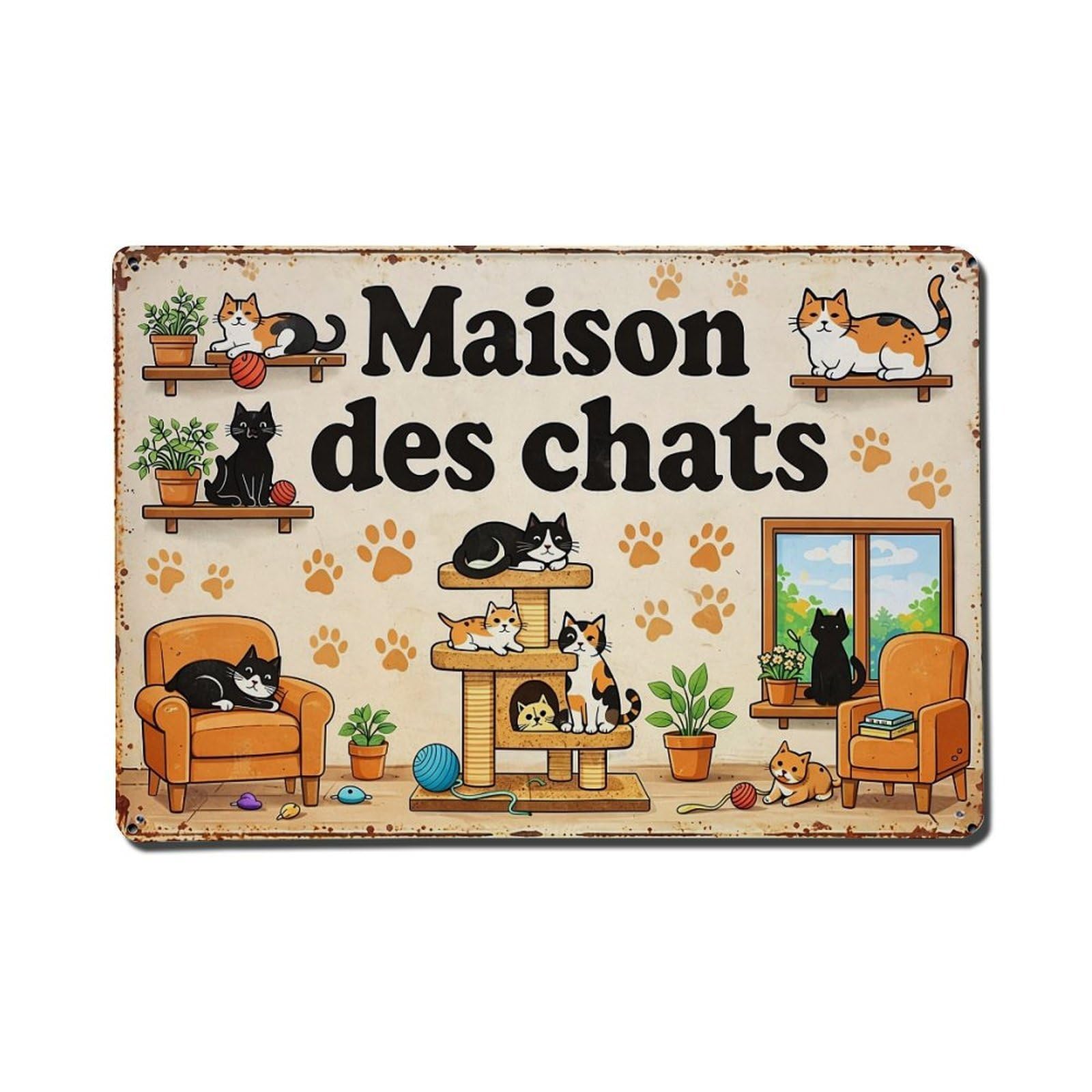 Cats Furniture Paws Plants Chairs Metal Tin Sign Plaque