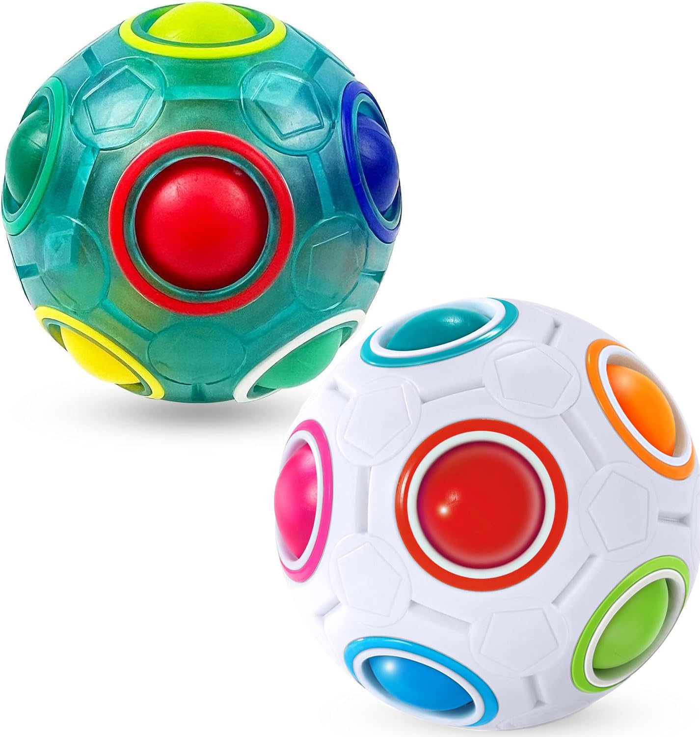 EACHHAHA 2 Stück Original-Regenbogenball Set,Magic Rainbow Ball,Geschicklichkeitsspiel für Kinder und Erwachsene,Entwicklungsspielzeug für Mädchen & Jungen,3D Puzzle & Raumdenken fördern