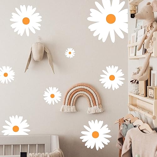 Miniatura 8 de Calcomanías de pared de flores de margaritas, calcomanía de vinilo para sala de estar, calcomanía de pared colorida para habitación de los niños,
