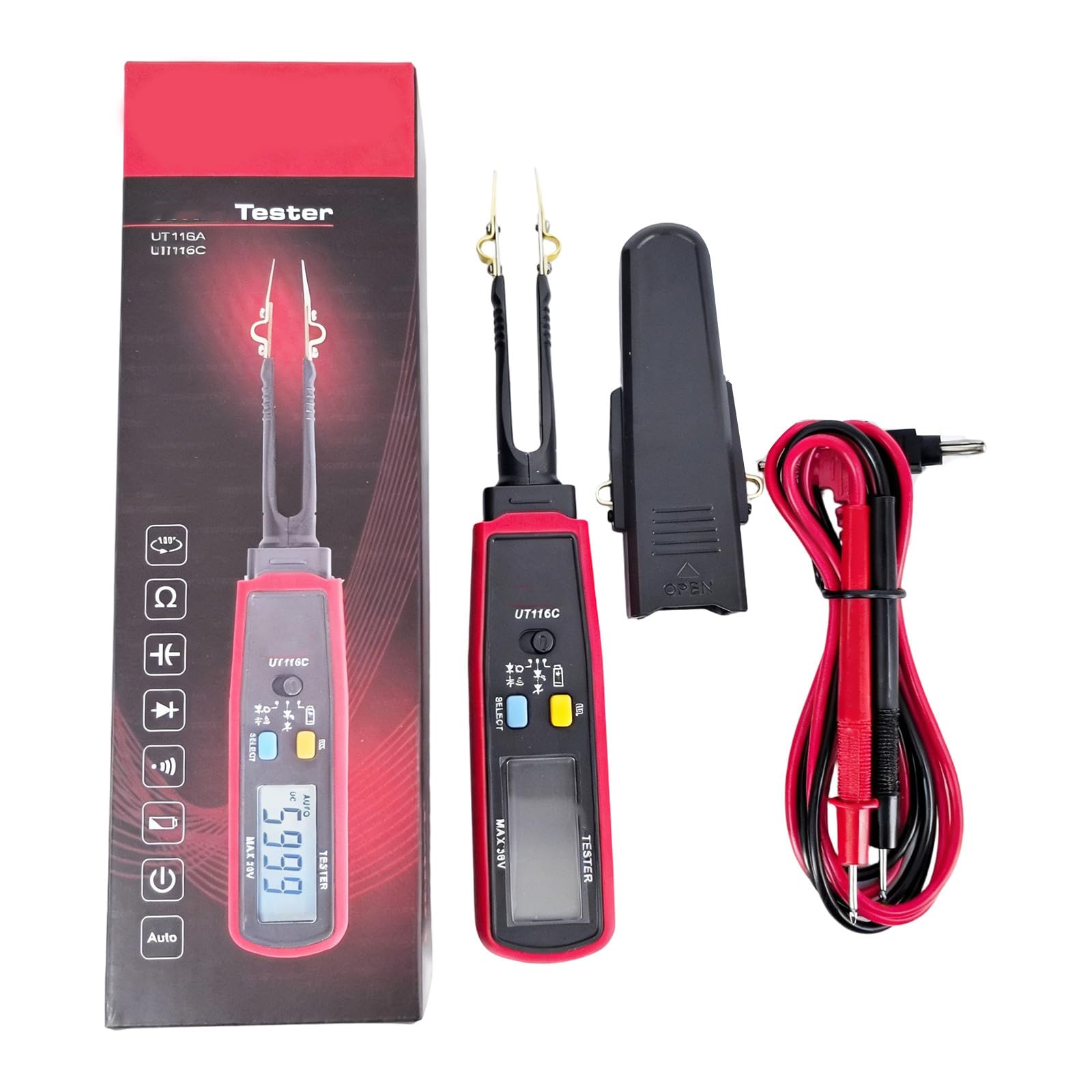Zepfjhe Component Tester For Capacitor And Resistor Measurement Probe Fuses Monitor Rotatable 180° Fuses Tester Automotive Draw