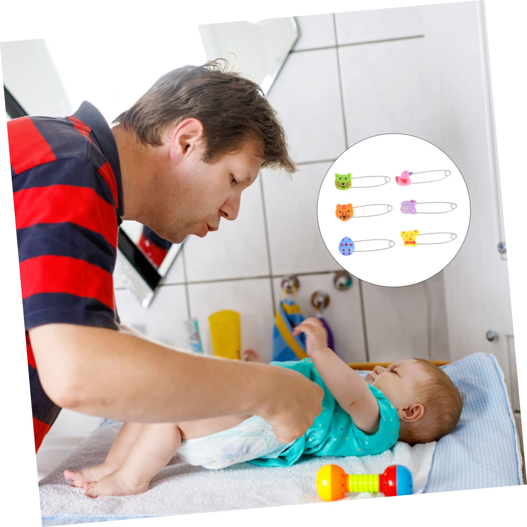 Toyvian Épingles de Sûreté Résistantes Lavage en Machine en Acier Inoxydable pour Bébé Lot de 30 Verrouillage Sécurisé pour Couches et Accessoires Animaux