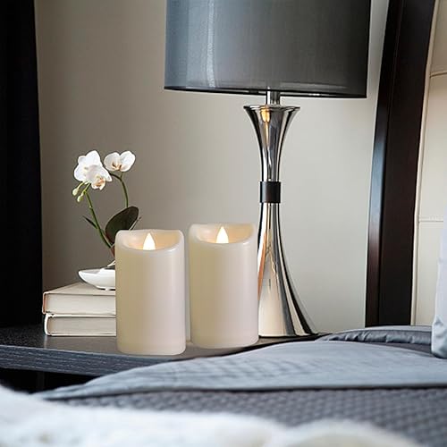 Miniatura 6 de Paquete de 2 velas para exteriores con temporizador (3 x 5 pulgadas), impermeables, sin llama, parpadeantes, velas LED falsas de plástico para