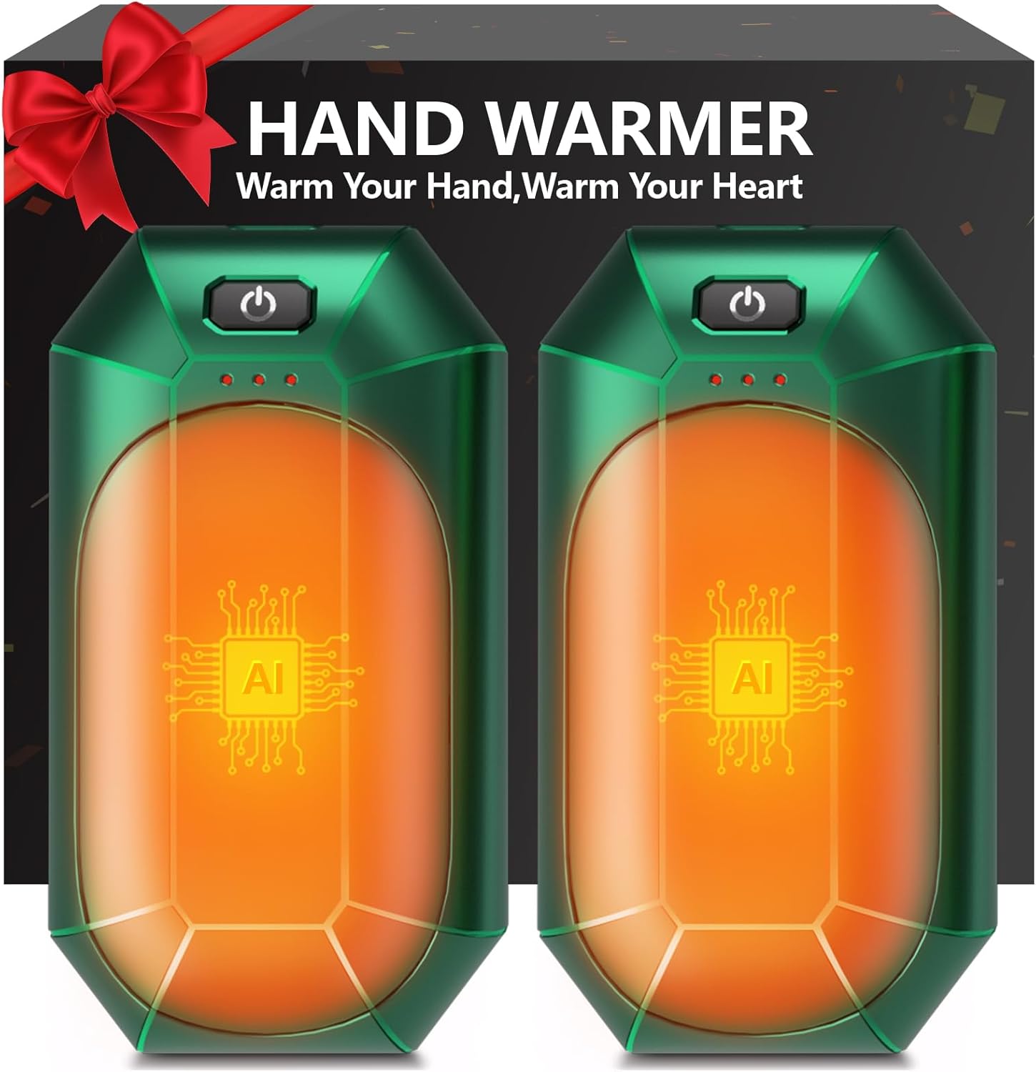 AI Hand Warmers Rechargeable 2 Pack,Portable Electric Hand Warmer Reusable,AI Hand Warmer for Outdoor Golf Hunting Camping Accessories,Warm Winter Gifts for Men Women Kids
