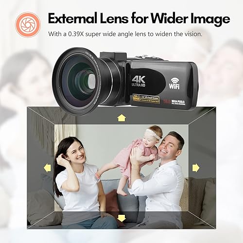 Miniatura 8 de Andoer Cámara de vídeo digital 4K WiFi videocámara DV grabadora 56MP 18X zoom digital 3.0 pulgadas IPS pantalla táctil compatible con detección de