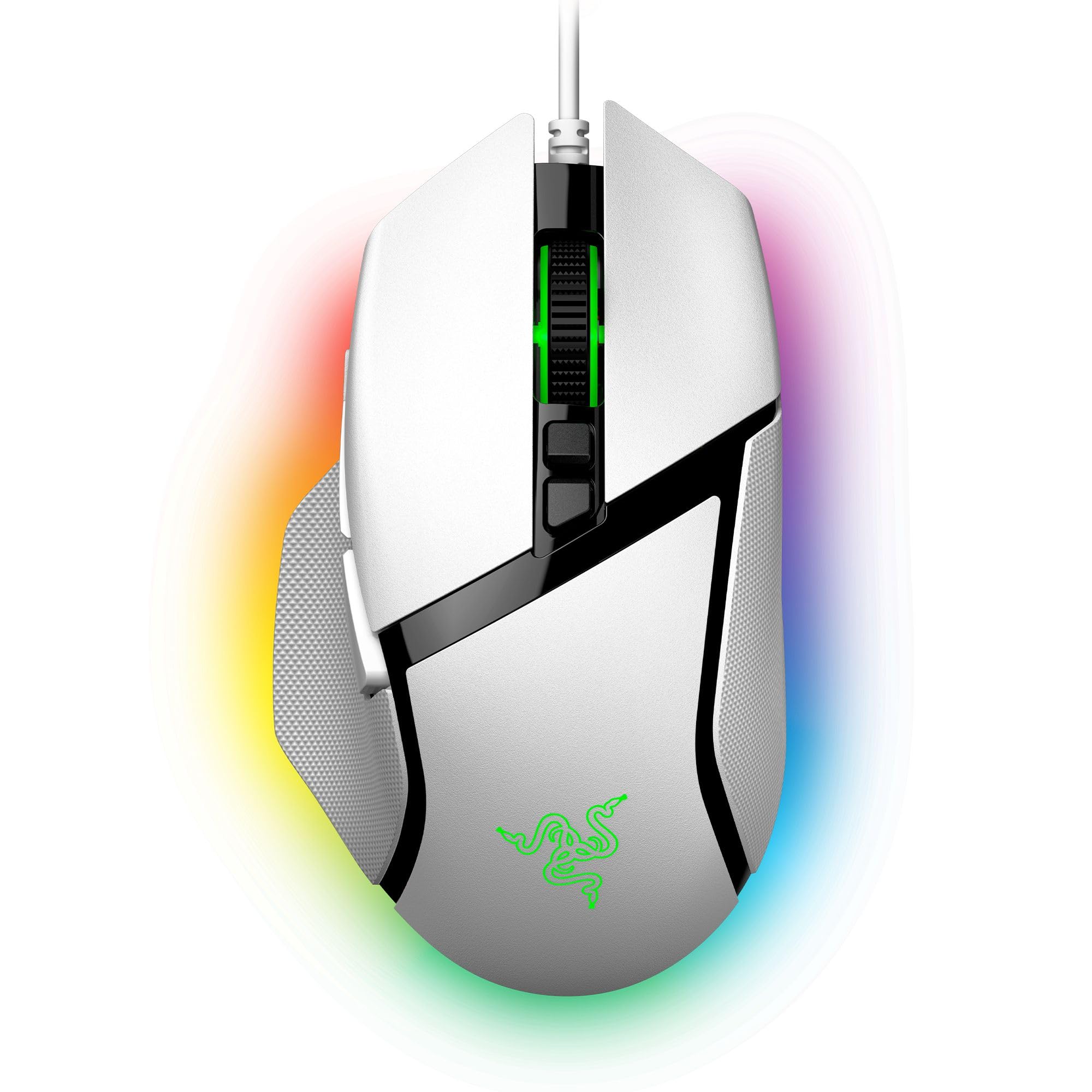 Razer Basilisk V3 - Mouse da gioco personalizzabile con cavo - design ergonomico - sensore da 26K DPI - Chroma RGB - 11 pulsanti programmabili - rotellina HyperScroll inclinabile - PC/Mac | Bianco