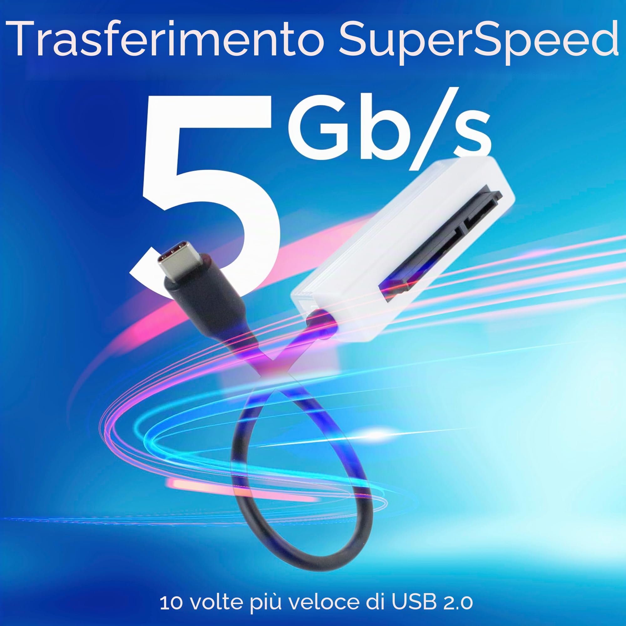 Adattatore USB-C a SATA III SSD, Convertitore HDD/SSD 2,5 pollici, Compatibile SATA I/II/III