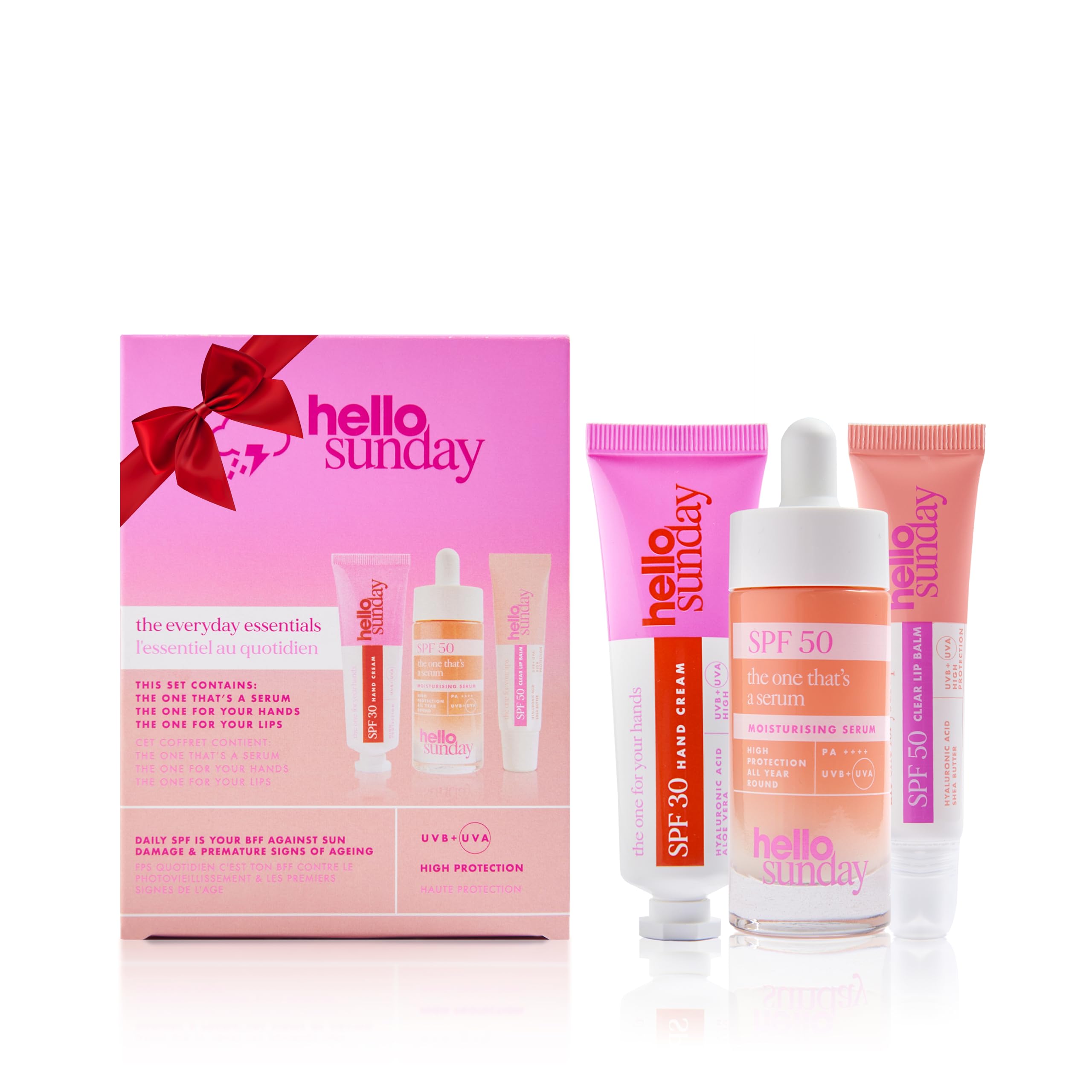 Hello Sunday The Everyday Essentials Bestsellers Kit | LSF Schutz für Gesicht, Lippen & Hände mit Hyaluronsäure & Vitamin C