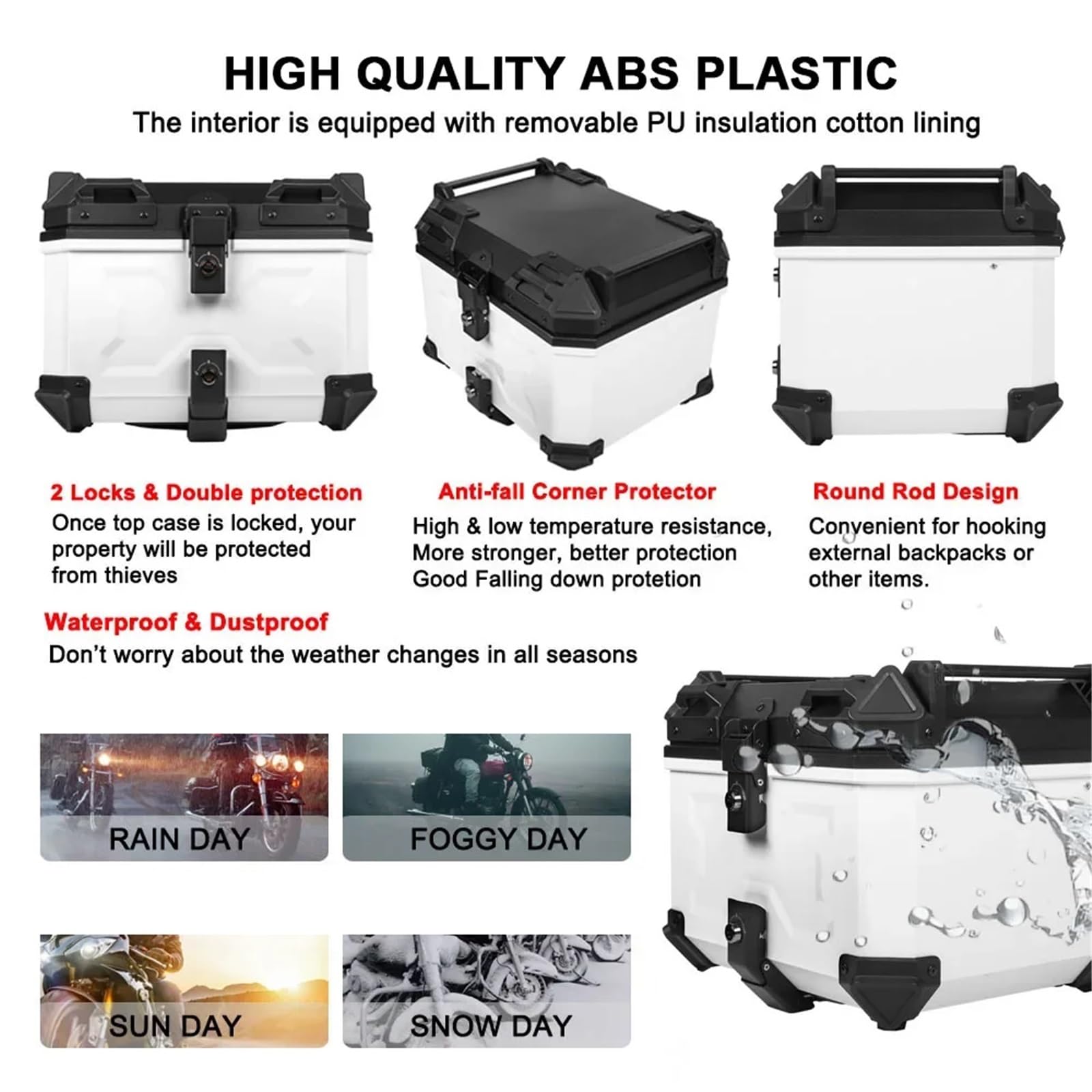 Baúl Trasero Universal ABS De 45 L para Motocicleta para DS525X DS900X 650DS 650DSX 525DSX 500DSX