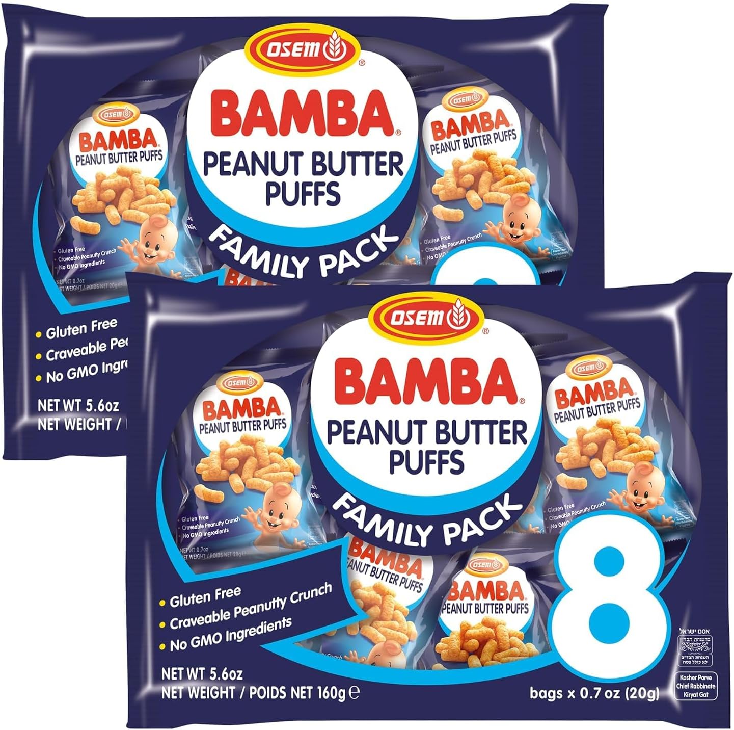 Bamba Peanut Butter Puffs - Peanut Butter Puffs Bulk, Vegan PB Snack with Crunch for Kids, Non-GMO Protein Snack, Kosher, No Sugar, Family Pack - 0.7oz Bags (Pack of 16)