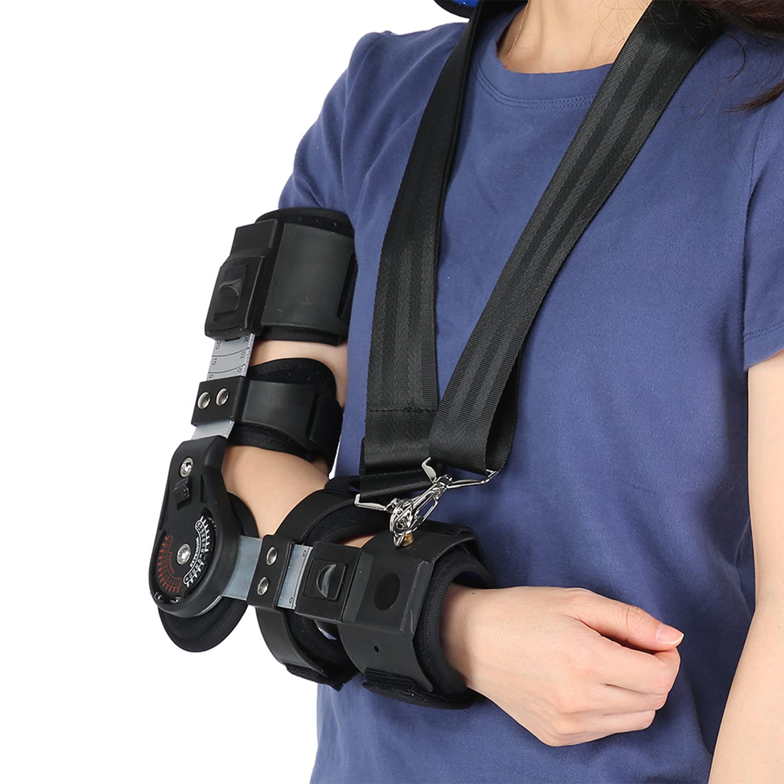 Soporte de Codo con bisagras, férula estabilizadora de Poste de Codo Transpirable Ajustable para dislocación, Fractura, (Mano Izquierda, Mano Derecha, Unisex)