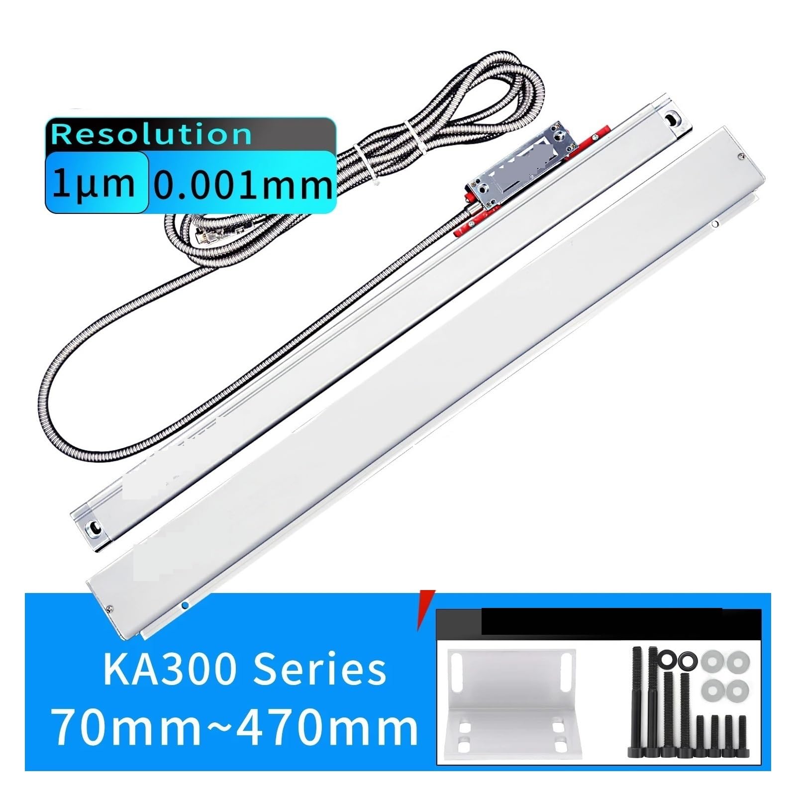 Escalas de codificador lineal, 【570 Mm-970 Mm】 0.001 Mm KA300 Es Lineales 1um 5V TTL Regla Óptica Longitud De 570 620 670720 770 820 870 920 970(KA-300-970mm-1U)