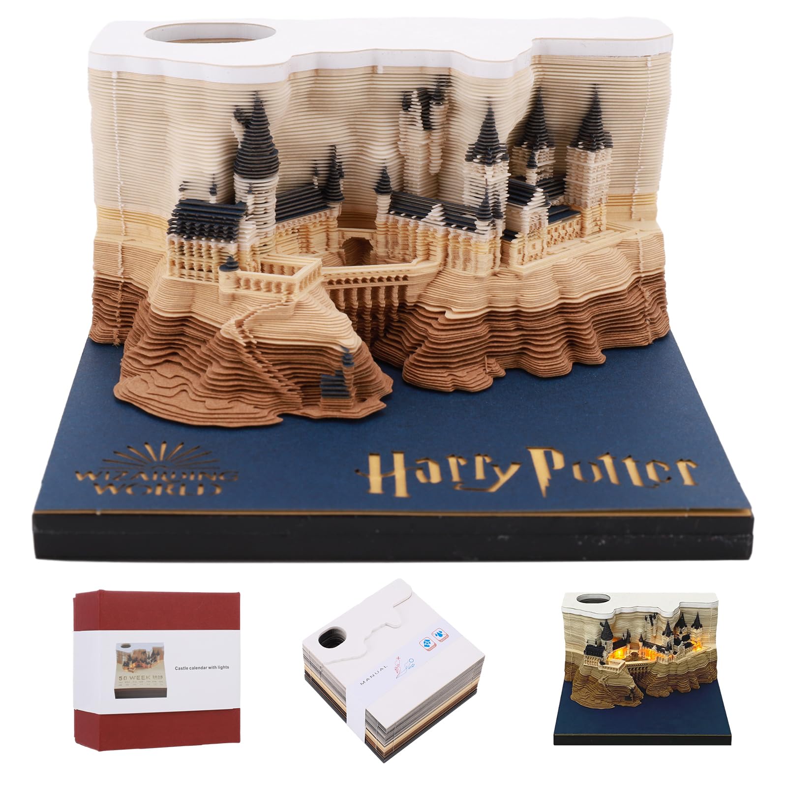3D Art Calendar Memo Pad 2026 | Creative Time Display | Magic Castle Paper Carving Design | Rip Away Sheets | Sticky Note Memo Block | Desk Decorative Time Piece-image-17