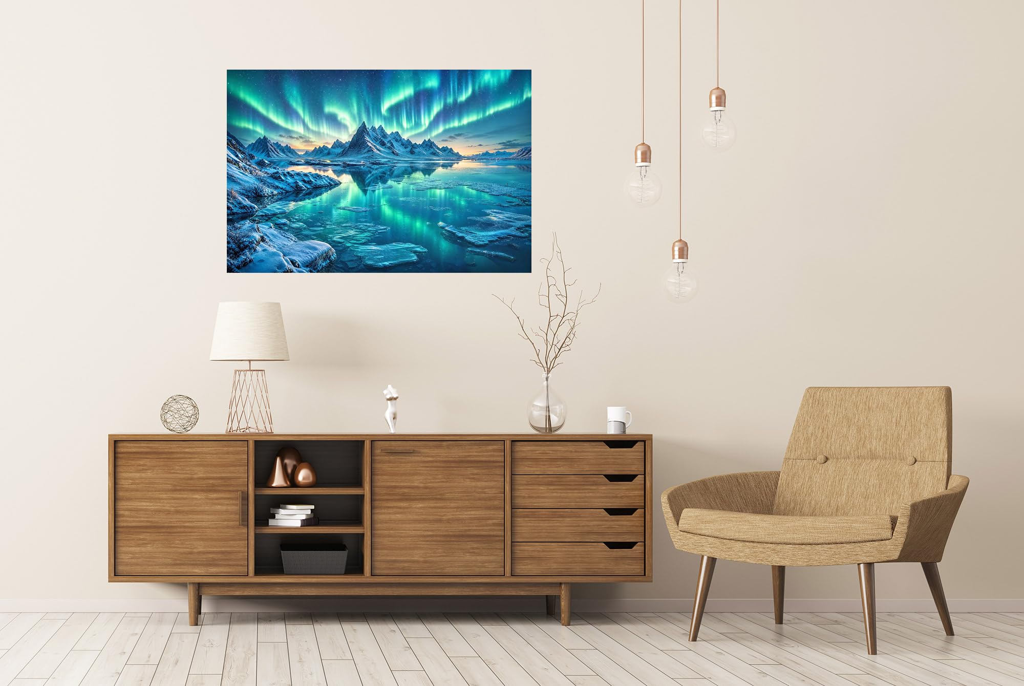 islandburner Póster de alta calidad con aurora polar mágica, para salón o para amantes de la naturaleza, gran