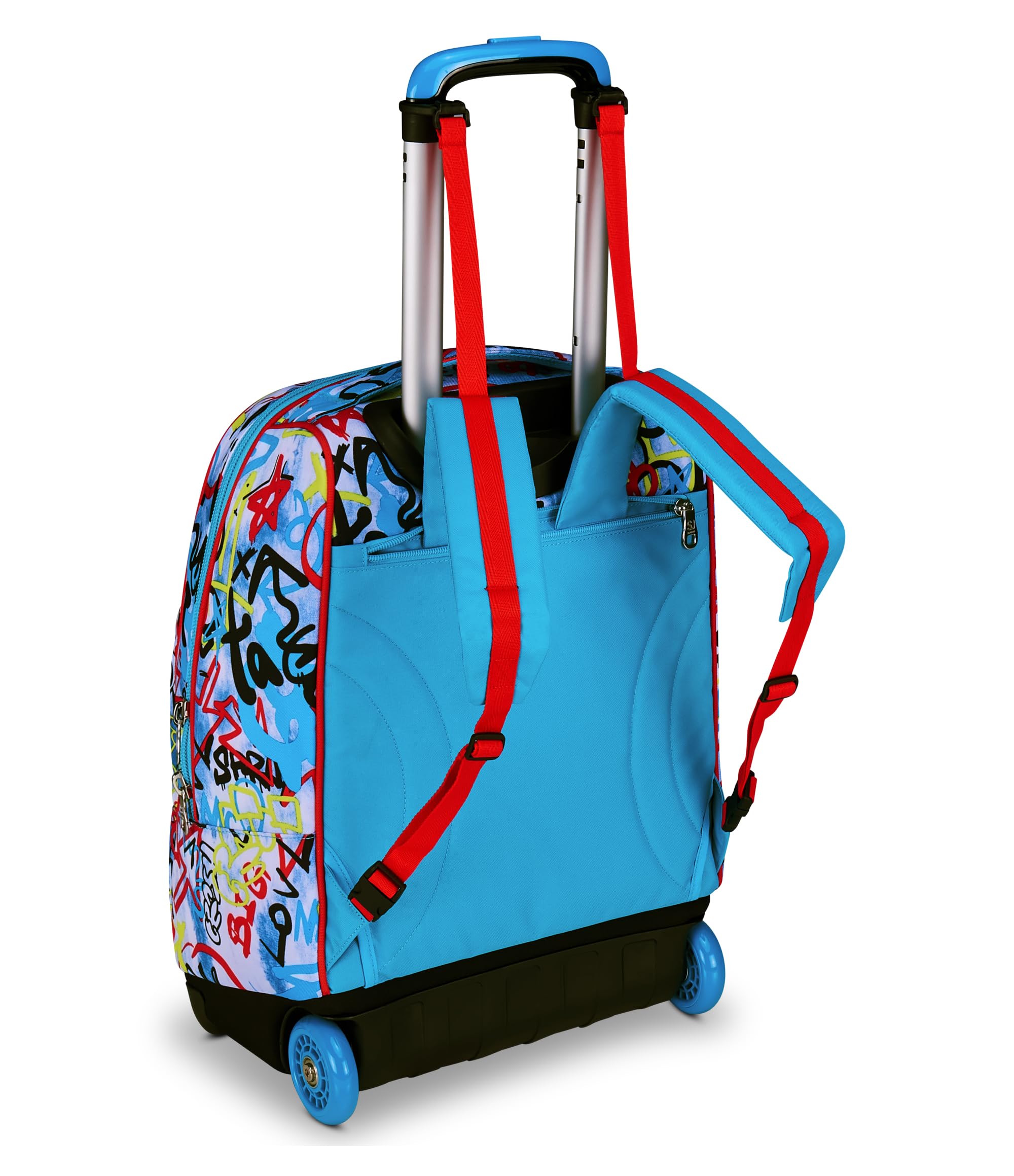 SJ GANG STYLE JAM GANG Trolley Scuola Fisso, Blu, 2 in 1, Doppio Uso, Trolley e Zaino, Zaino Scuola Elementare, Bambino