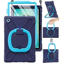 BRAECN Case for Samsung Galaxy Tab A11+ Plus - 2025 Navy Blue Tab A11+ Case | 11 Inch, Protective Silicone Cover, Screen Protector, Shoulder Strap, 360Rotating & Stable Kickstand, SM-X230/X235/X236/X238
