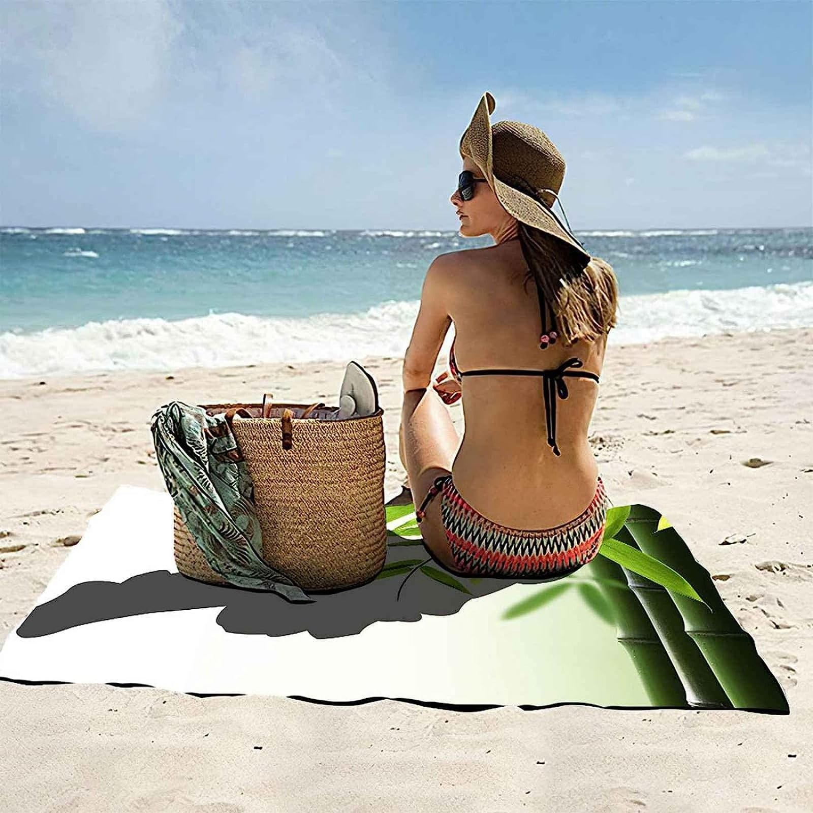 Bambus Strandtuch Groß 150x200 cm, Weich Schnell Trocknen Microfaser Handtücher, 3D Strandhandtuch Bambus Strandtücher Badetuch Strandlaken Handtuch Herren Frauen Badetücher