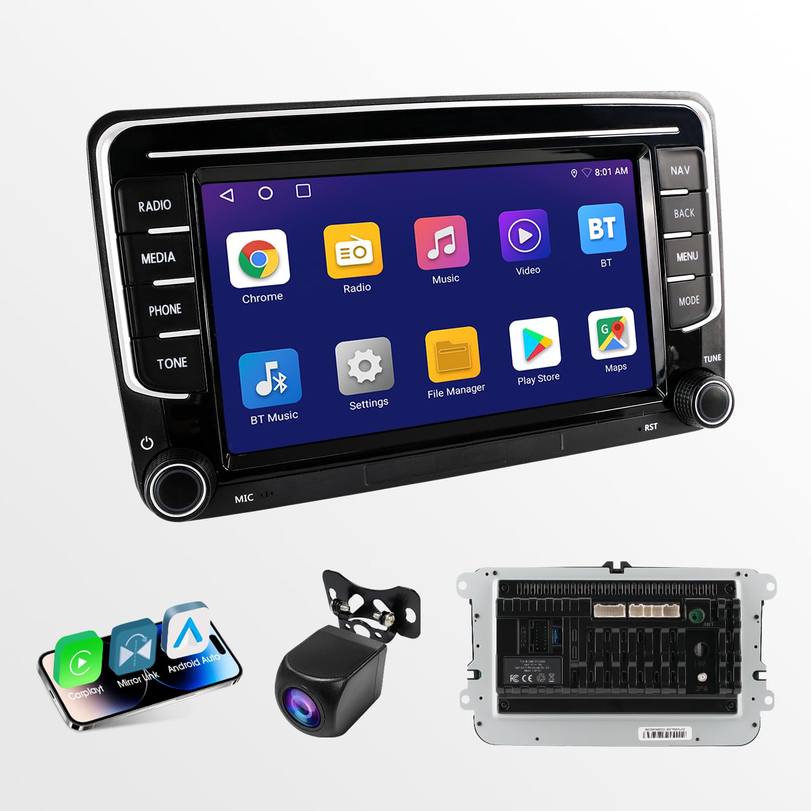 Haudio Radio samochodowe 2 DIN z bezprzewodowym Apple CarPlay i Android Auto, 7-calowy ekran samochodowy z Canbus, Bluetooth, Mirror Link, FM/AM/RDS/SWC – pasuje do VW Golf 6, Passat, Polo, Tiguan
