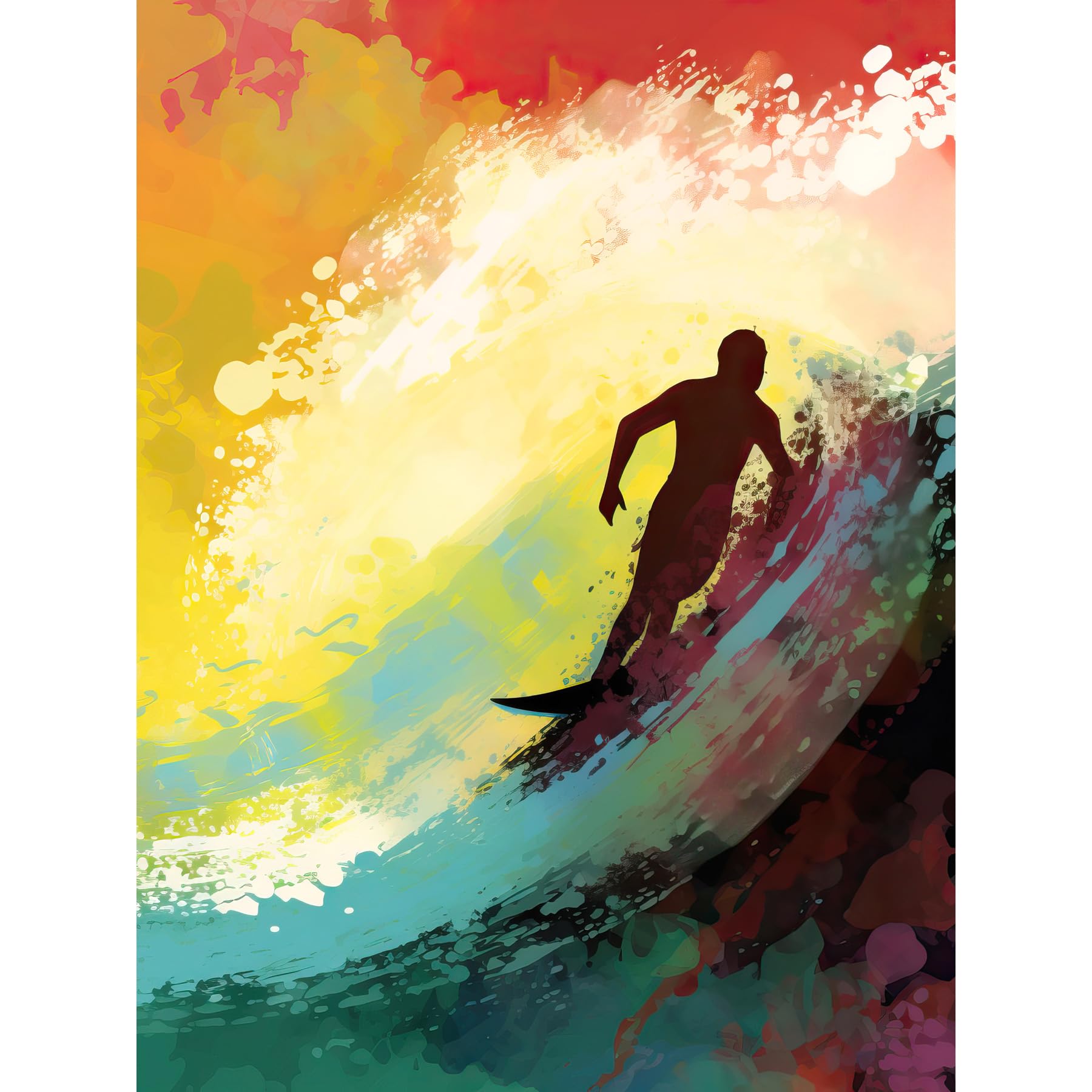 Artery8 The Silhouette of a Surfer Surfing on a Big Wave Large Wall Art Poster Print Thick Paper 18X24 Inch