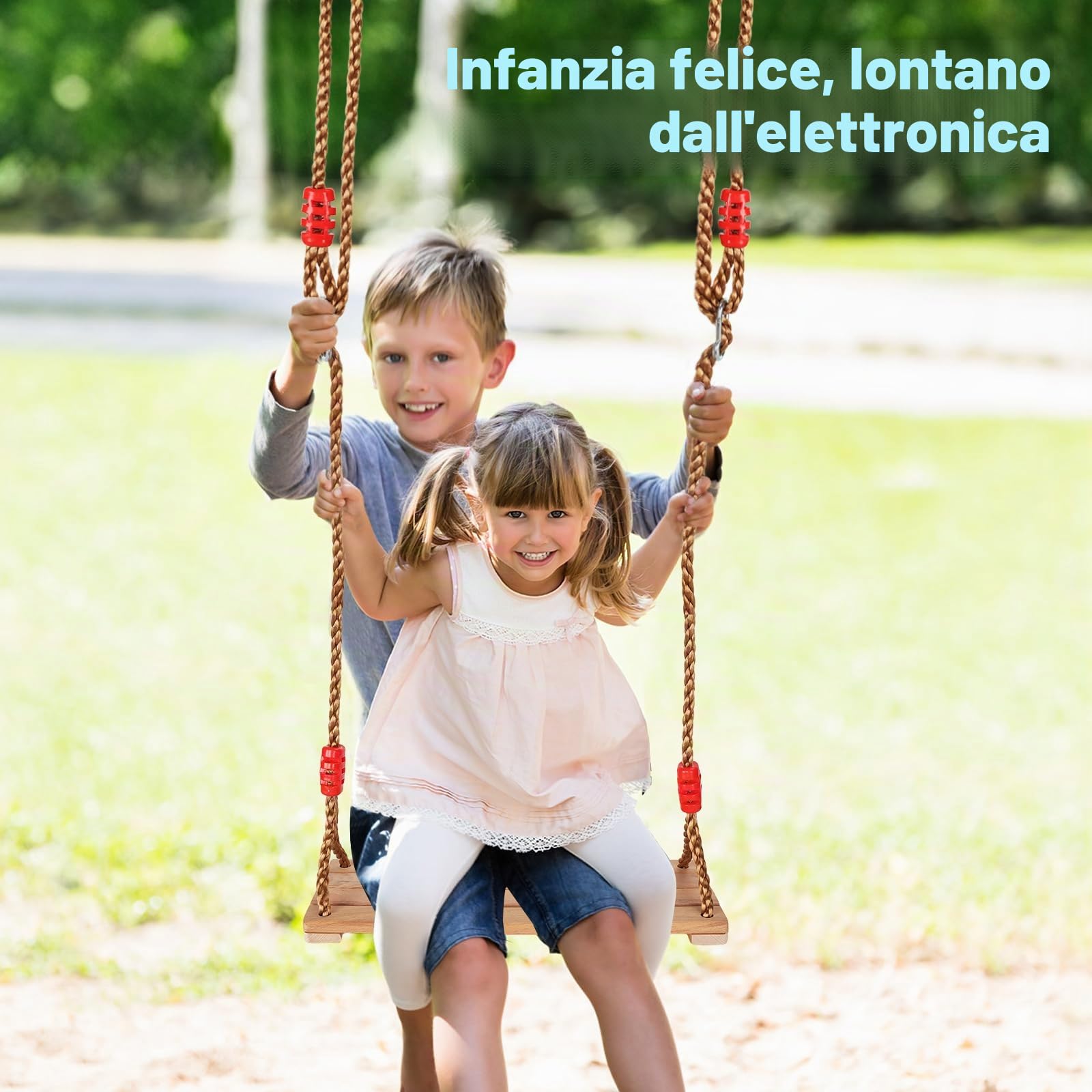 Altalena da Giardino per Bambini,Altalena Legno,Dondolo Bambini,Giochi da Esterno con Corda Regolabile,Borsa per Il Trasporto Adatto a Ragazzi e Adulti Che Non Pesano Più di 100 Chilogrammi