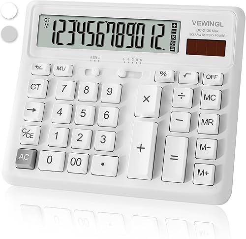 Calculadora de escritorio de 12 dígitos, teclas de computadora grandes, batería de escritorio de doble potencia y solar, calculadora con pantalla disponible en Yaxa Venezuela