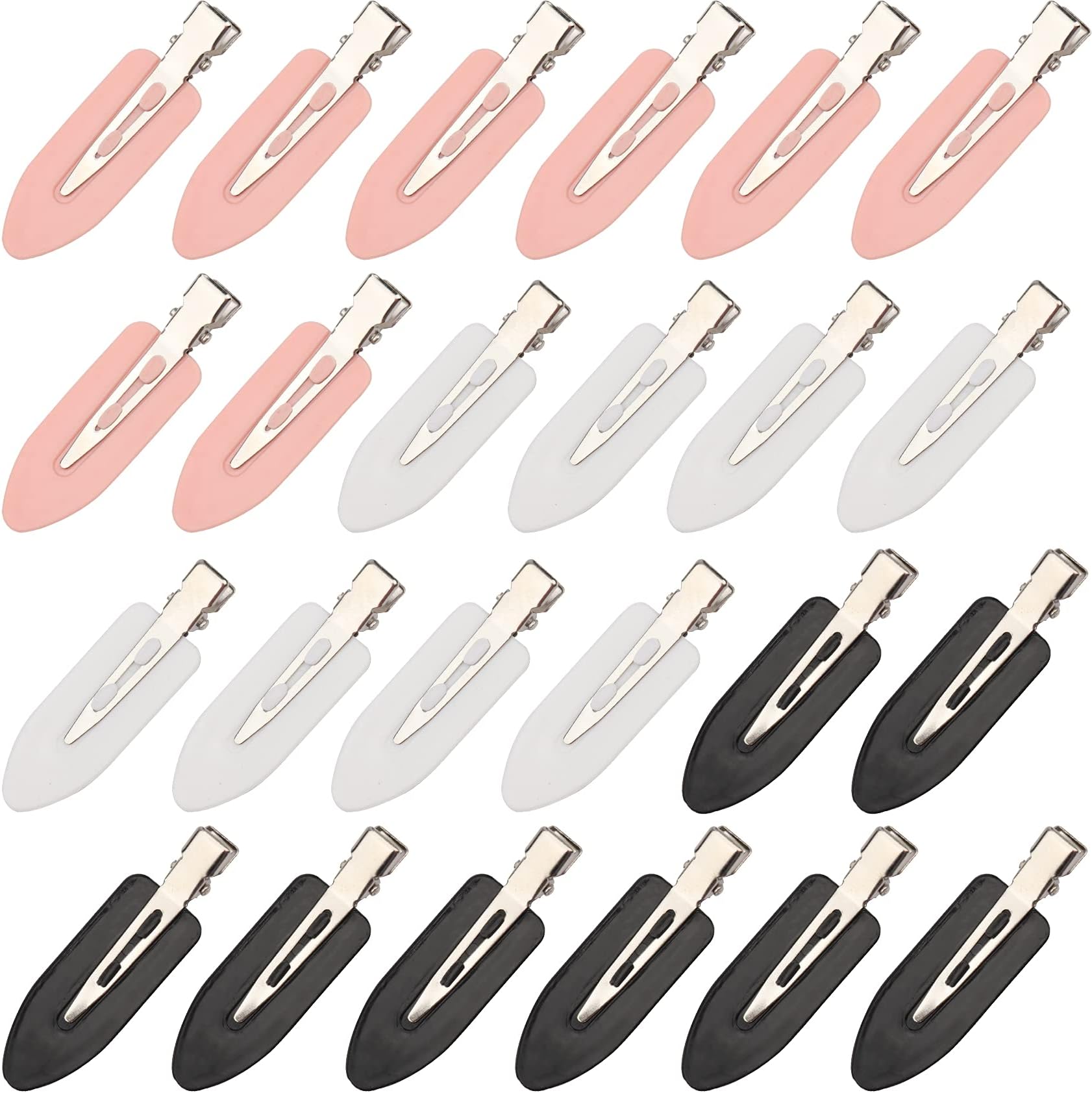 Messen 24 Pieces No Bend Hair Clips No Crease Hair Clip for Women Girls Makeup Hairstyling Seamless Side Bangs Fix Fringe Curl Pin Barrette for Washing Face Salon Hairstyle Hairdressing Bangs Waves Accessories(Black,White,Pink)