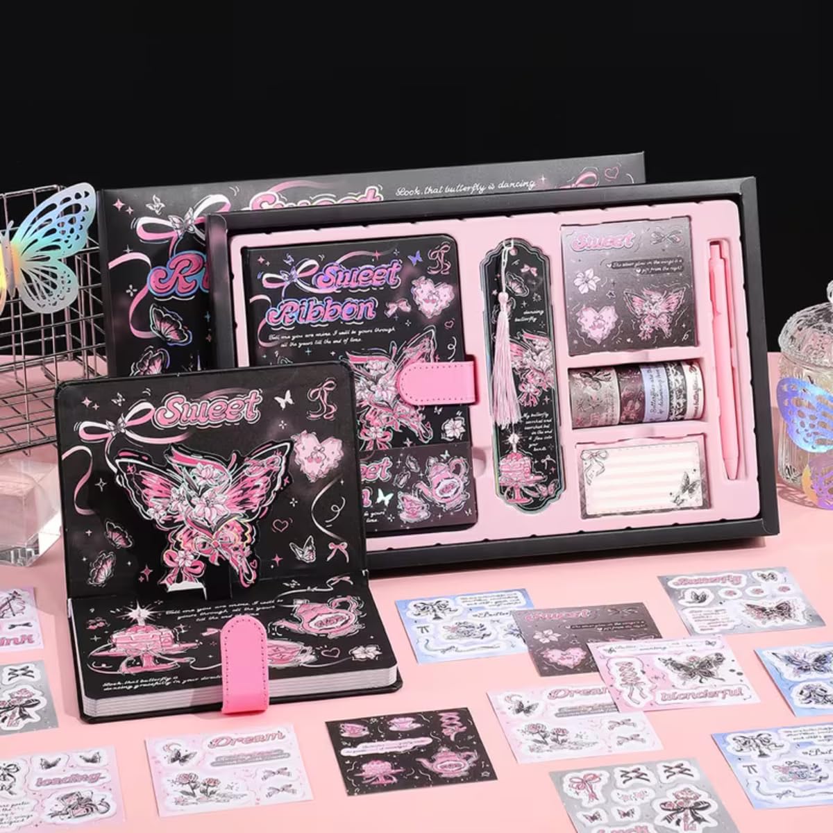 Butterfly Scrapbook Kit for Girls - Kawaii Stationery Gift -11