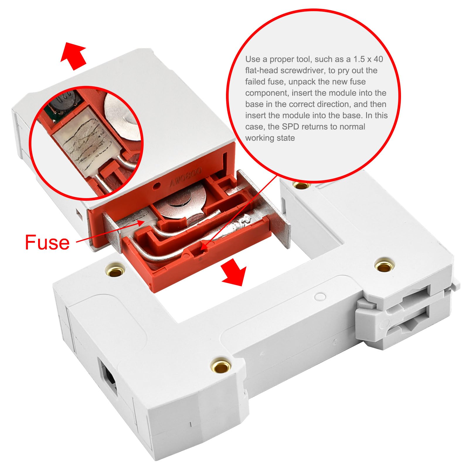 Heschen Surge Protective Device SPD, HS-20RT-C, 1P 275VAC 20KA, Built-in replaceable over current fuse, Low-Voltage Arrester - Image 3