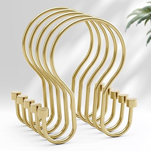 Miniatura 24 de AmazerBath Ganchos cromados para cortina de ducha, anillos de cortina de ducha, ganchos simples de doble cara para cortina de ducha, a prueba de