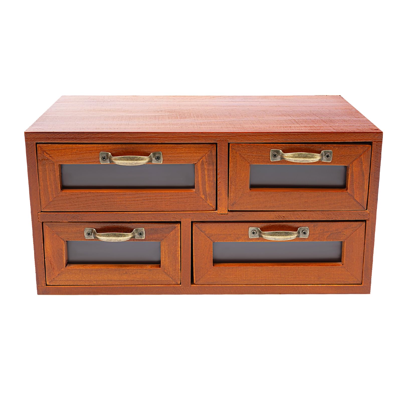 4 armadietti vintage in legno, 16 cassetti con finestra a vista, organizer da scrivania per ufficio e bricolage, cassettiera retrò per piccoli oggetti, contenitore