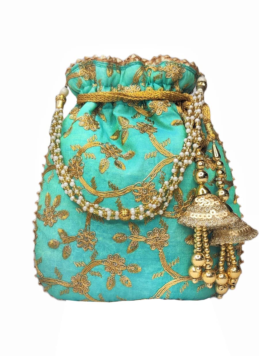 Sky Blue Potli Bag with Tassel-image-30