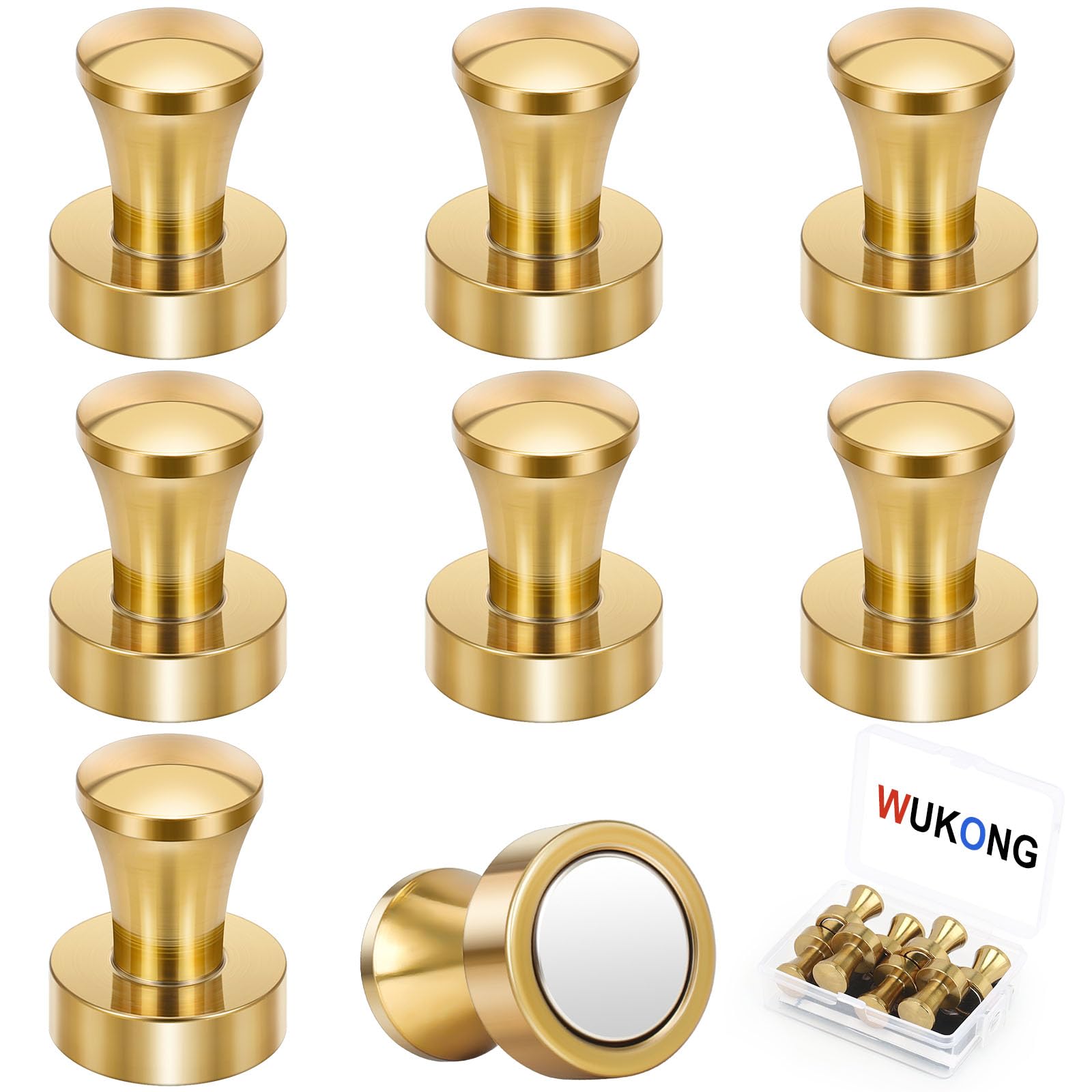 Wukong Neodymium Magnets, Strong Hold, 16 x 20 mm, Pack of 8 Strong Magnets Push Pins, Whiteboard Magnet, Black for Magnetic Board, Fridge and Office