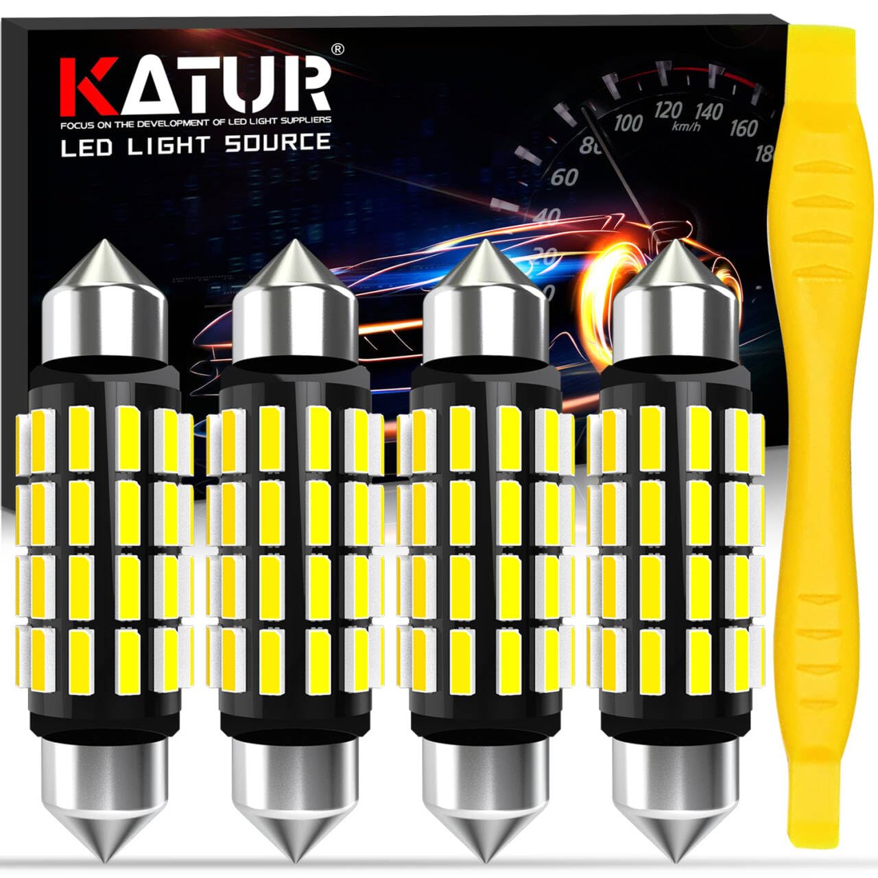 Xnourney Lot De 4 Ampoules LED Festoon 578 41mm 6500K Blanc Très Puissant – 33 SMD 3014 Canbus Sans Erreur 12-24V Pour Éclairage Intérieur Voiture