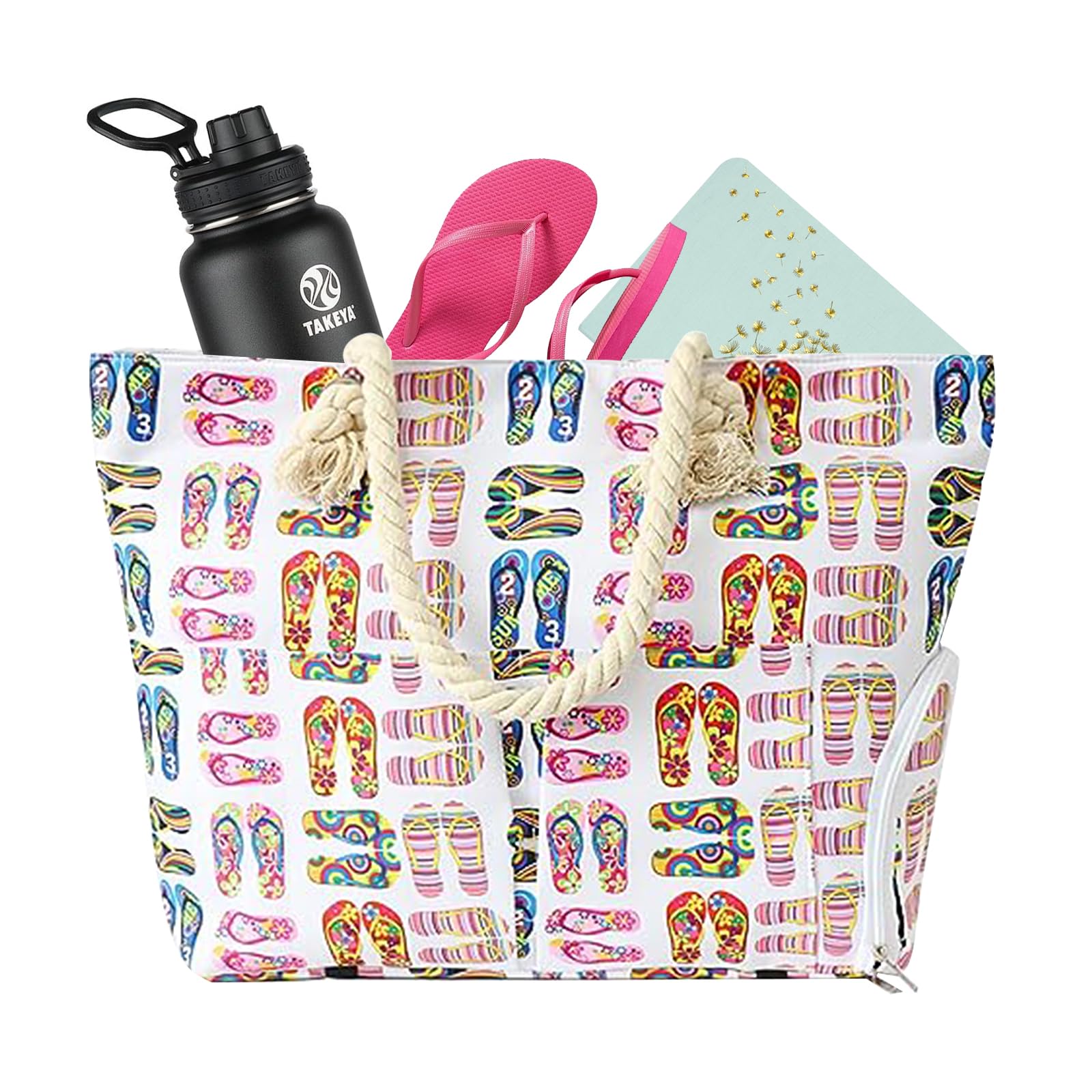 YushengTaiBolsa de Playa, Impermeable Para Mujeres de Moda Bolsa Playa, Con Zapatilla Diseñada Bolsa Playa Grande xxl Familiar, es Conveniente Para Todos Los Viajes a la Playa