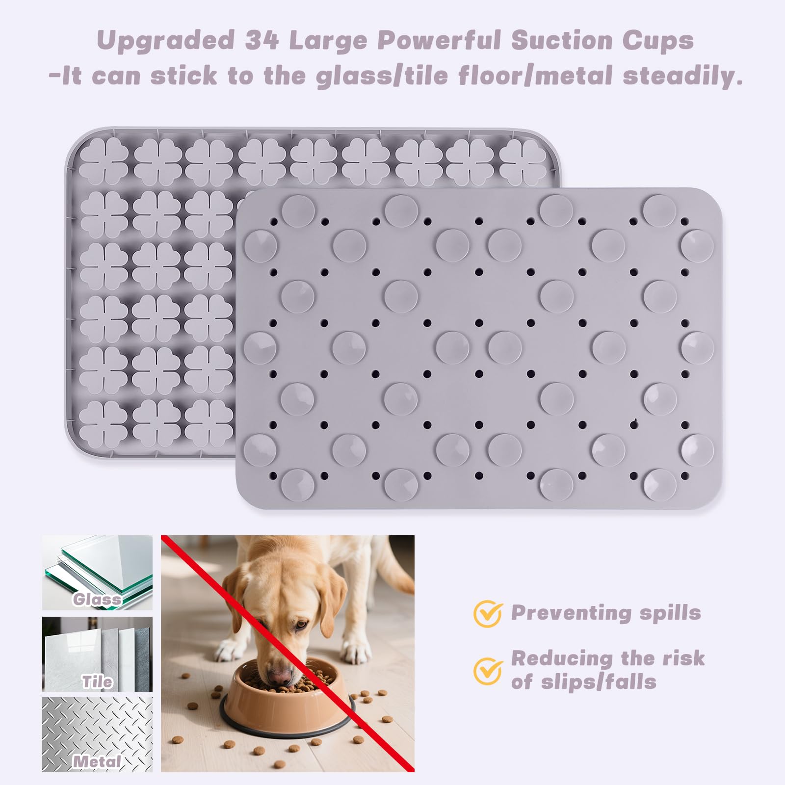 24''x16'' silicone tappetino interattivo per cani/gatti alimentazione lenta, favorisce la ricerca naturale del cibo, allenamento degli odori e mangiare lentamente (grigio)