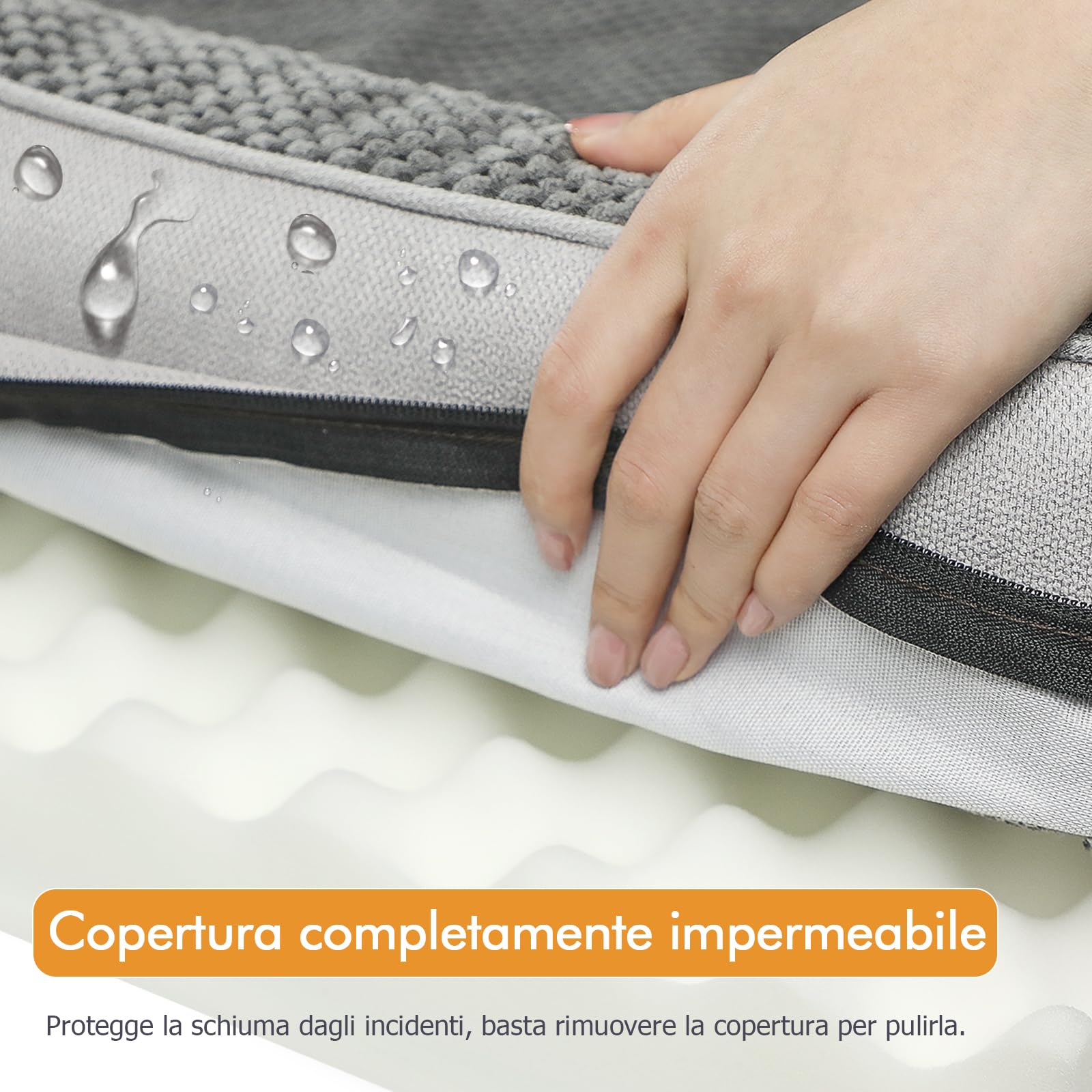 Nepfaivy Cuccia per Cani da Interno Grande - Cuccia Impermeabile per Cani di Taglia Grande con Rivestimento Rimovibile e Lavabile, Grigio Scuro, 91x68cm