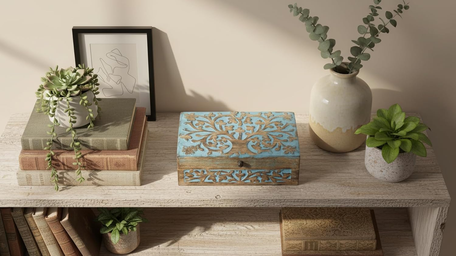 Great Birthday Gift Handmade Decorative Wooden Jewelry Box Tree Of Life Carving Jewelry Organizer Keepsake Box Treasure Chest Trinket Holder Watch Box Storage Lock Box Housewarming Gifts