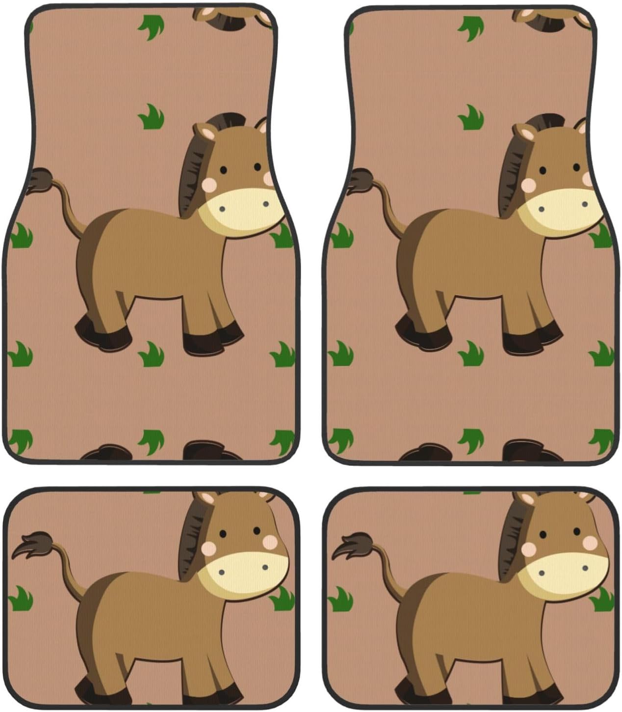 cartoon donkey Patterned car mats 4-piece set | For cars/SUVs/trucks | Firm fit without displacement