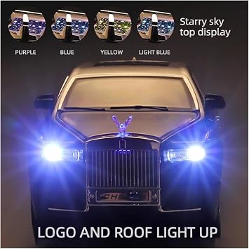 Scale Diecast Model 1 24 For Rolls-Royce Phantom Die-cast Car Collection Metal Model Car With Light And Sound Pull Back Toy Car Pre-Built Model Motor Vehicles(Black)