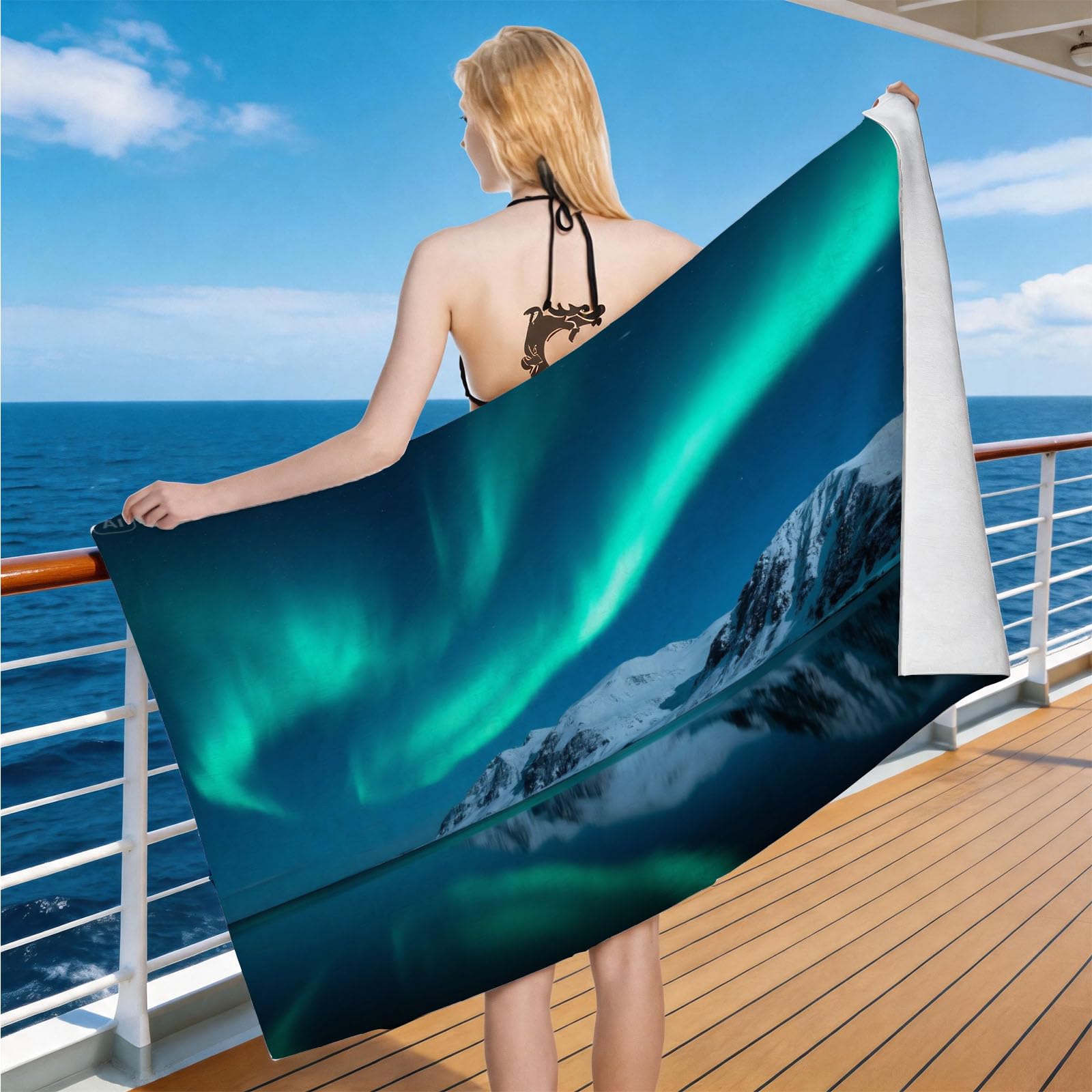 Hongduo Microfiber Quick Dry Beach Towel Northern Lights, 3D Dreamy Beach Towels Absorbent Fast Drying Bath Towels, Travel Camping Gym Swimming Bathroom (70x150cm)