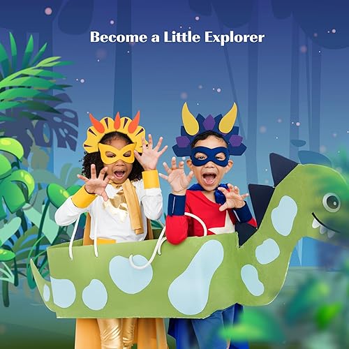 Miniatura 4 de Paquete de 12 diademas de dinosaurio, sombreros de dragón, recuerdos de fiesta, suministros de decoraciones de cumpleaños, accesorios para disfraz