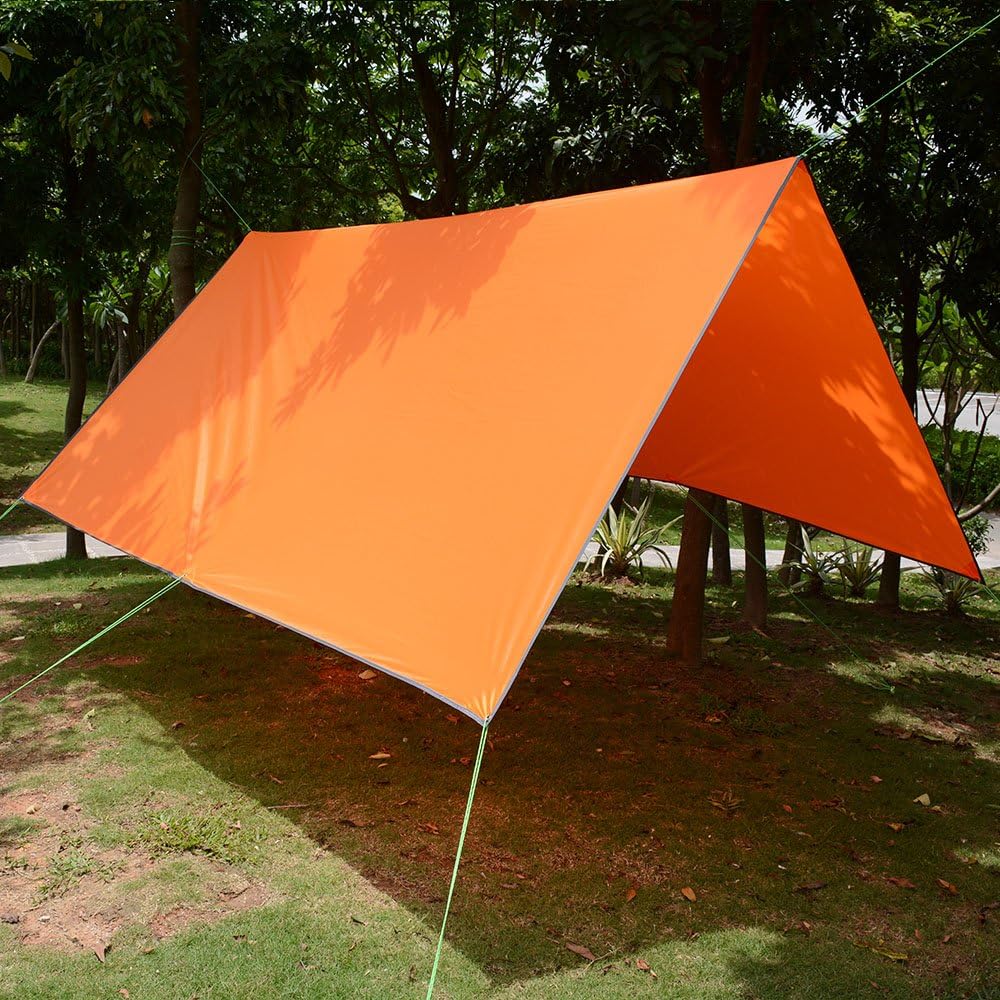 Kelenpro Healthmmo 3 x 3m Lightweight high Waterproof Tent Tarp Rain Fly Hammock Shelter with Guy Lines and Pegs - For Outdoor Camping Hiking