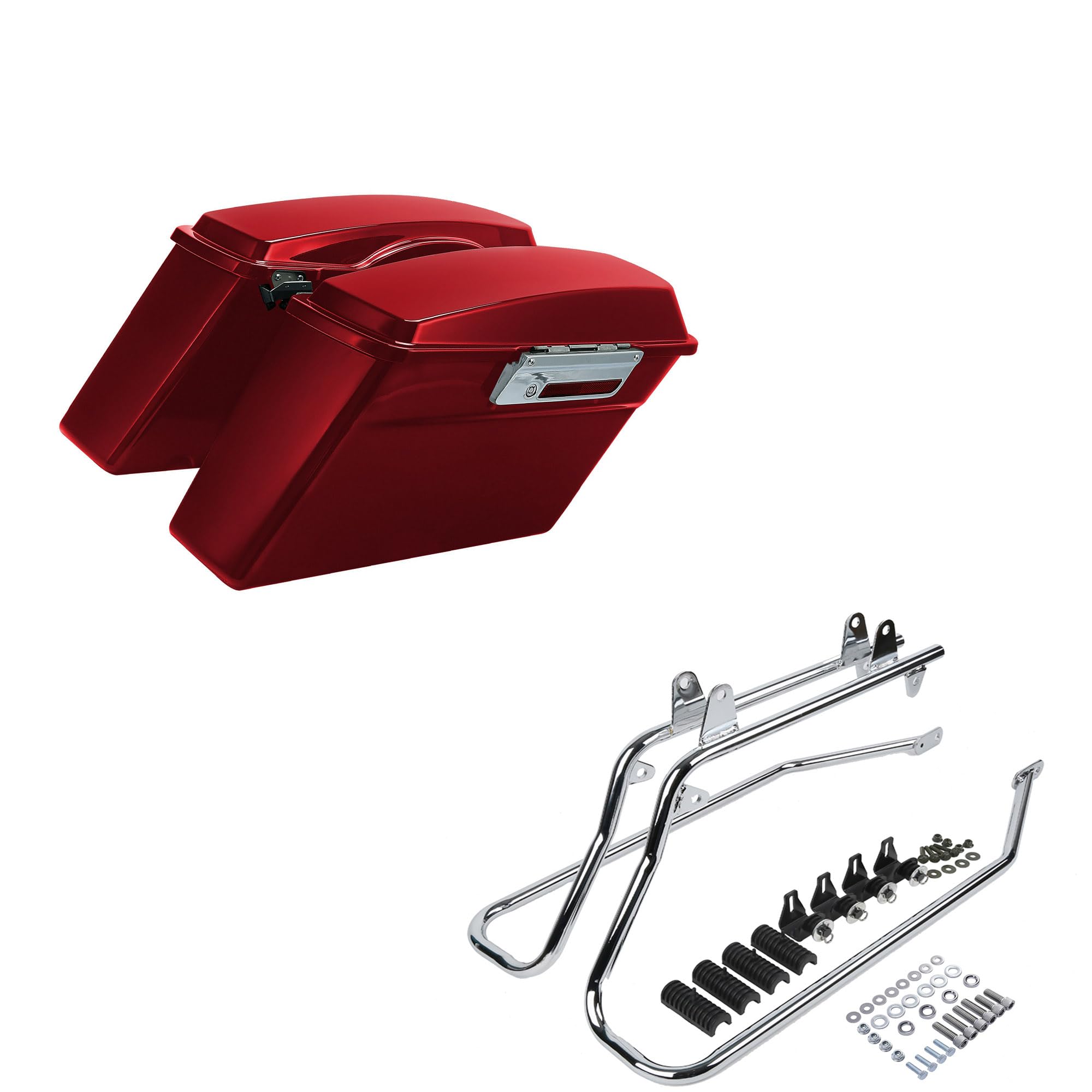 SLMOTO Hard Saddlebags Bag w/Conversion Brackets Fit For Harley Softail Heritage Deluxe Fatboy Models 1984-2016