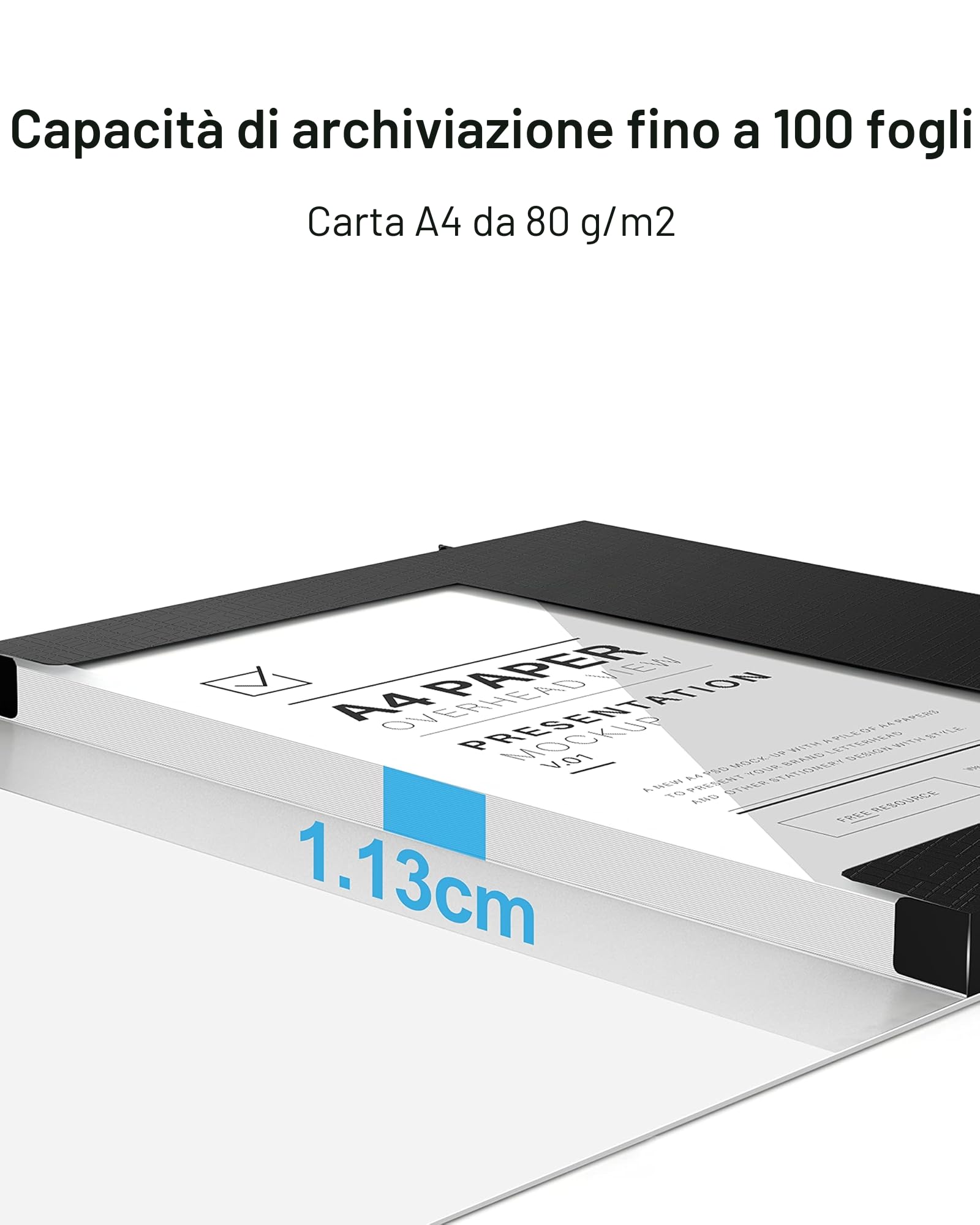 JiaWei 12 Pezzi Cartelline Portadocumenti da 11 mm di Larghezza, con 3 Alette, Cartellina con Elastico per A4 - Nero