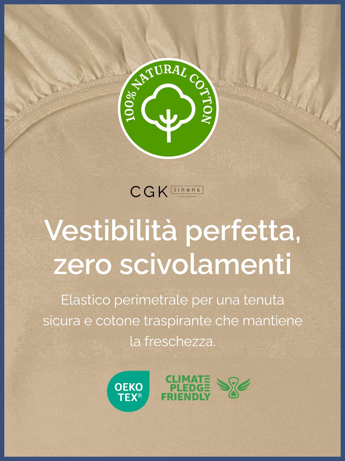 Lenzuolo con angoli 200x200cm - 100% cotone - Lenzuolo con angoli 200x200 per materassi fino a 30 cm altezza - Biancheria premium 400 fili cotone - Certificato OEKO-TEX - Confezione singola - Crema