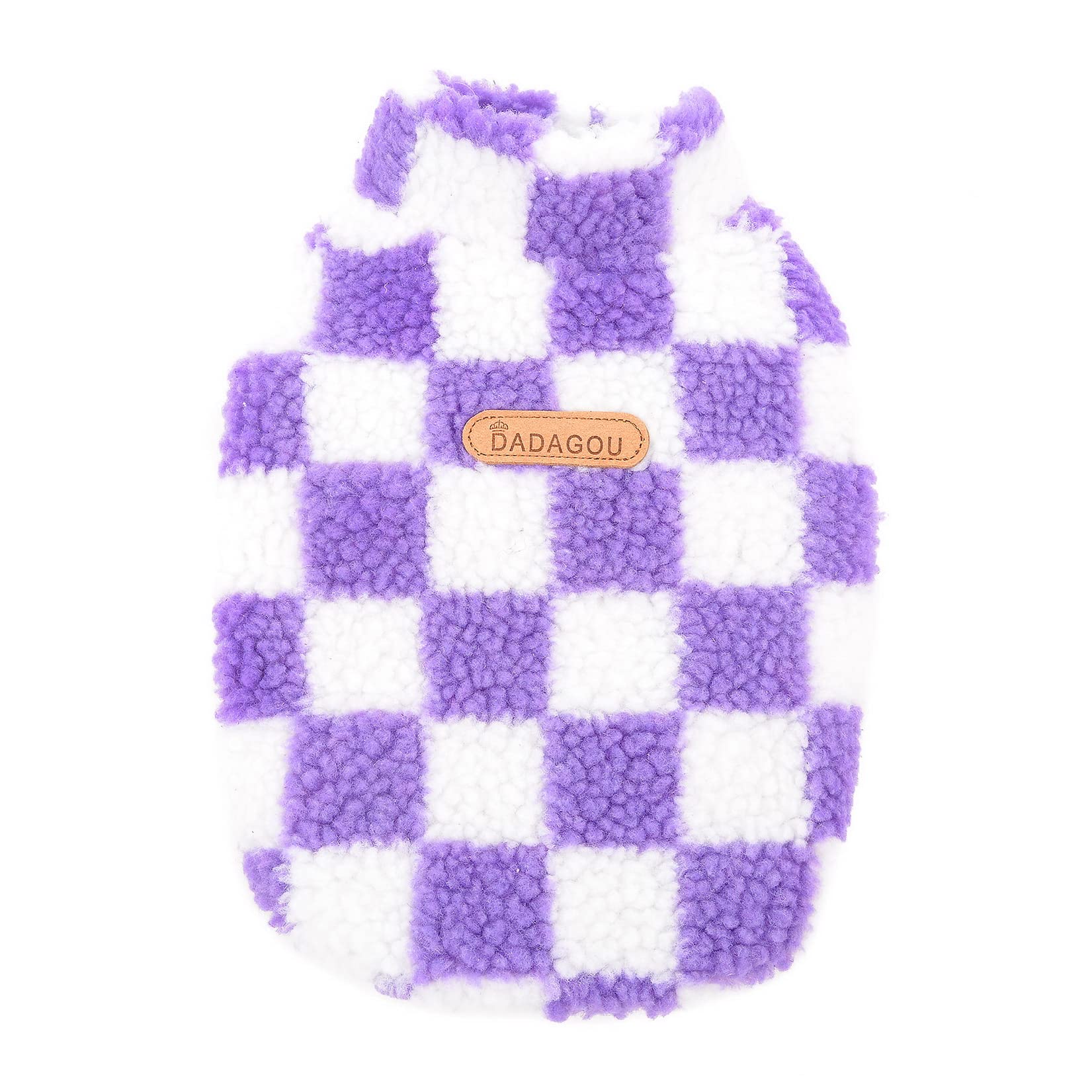 Zunea Fuzzy Dog Jumper for Small Dogs Warm Fleece Winter Jacket Coat Plaid Puppy Clothes Fluffy Pullover Sweater Coat Soft Pet Apparel for Dogs Girl Boy Chihuahua Yorkie Cat Purple M - Image 4