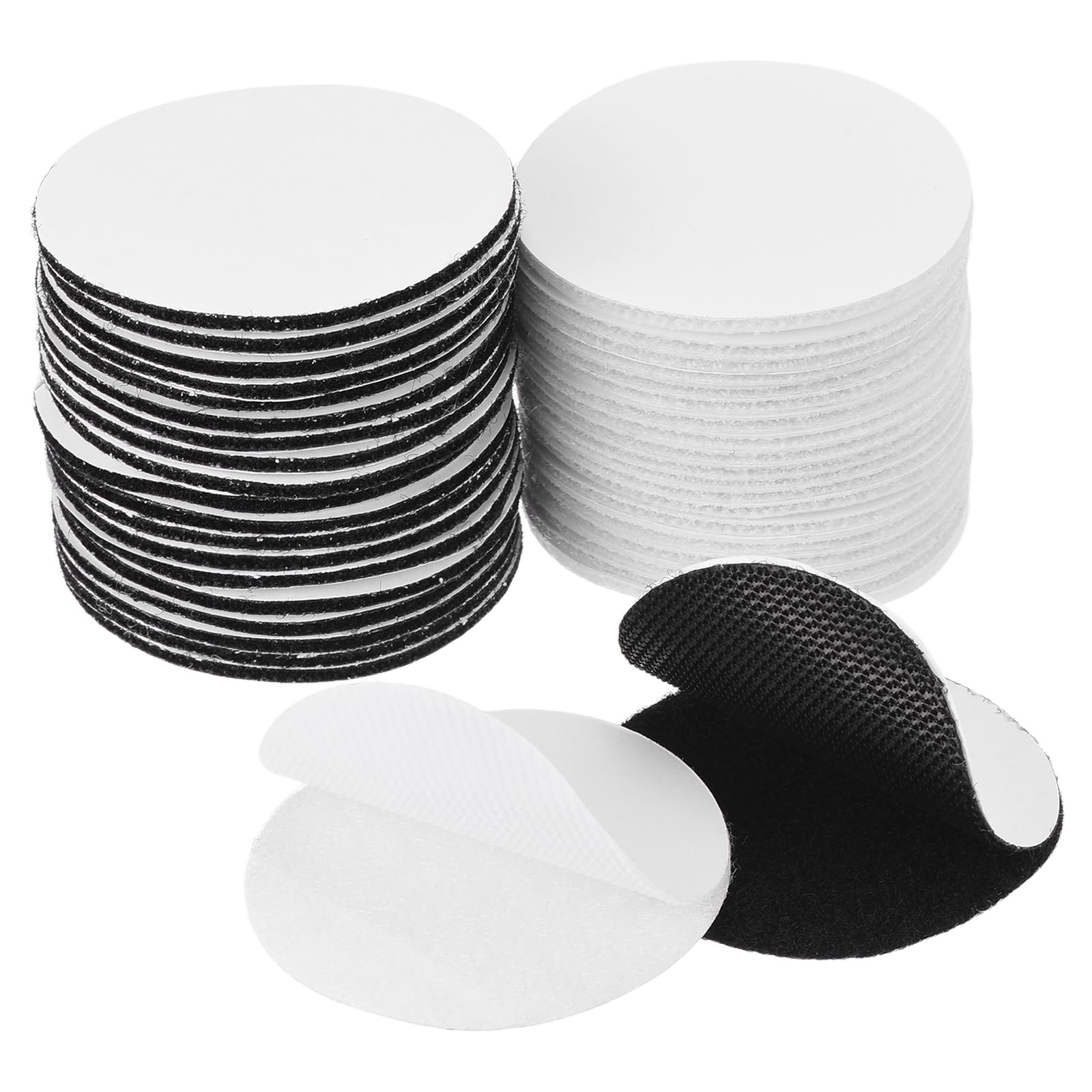 PATIKIL 40 Pairs Adhesive Hook and Loop Fasteners Tape, Round Dia 6cm Heavy Referee Patch Duty Sticky Back Dots Pad for Office Home Wall Mounting Decor Carpet Fixing, White, Black