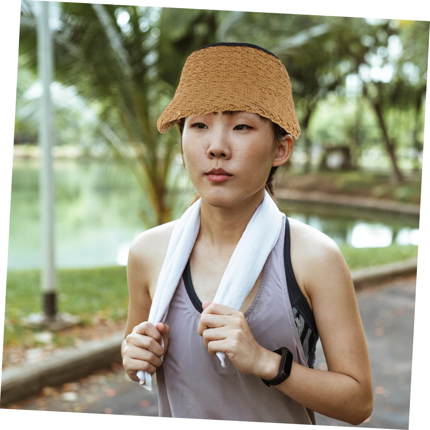 FRCOLOR Cilindro Vuoto Cappello Da Sole Cappello Di Protezione Solare Superiore Uomini Visiera Bloccare Bordo Di Grandi Dimensioni Ombrellone Protezione Uv Khaki Cannuccia