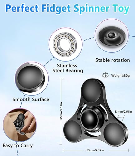 Miniatura 3 de ATESSON Juguete giratorio para la ansiedad, ultra duradero, de acero inoxidable, de alta velocidad, 3-5 minutos, latón de precisión, de metal